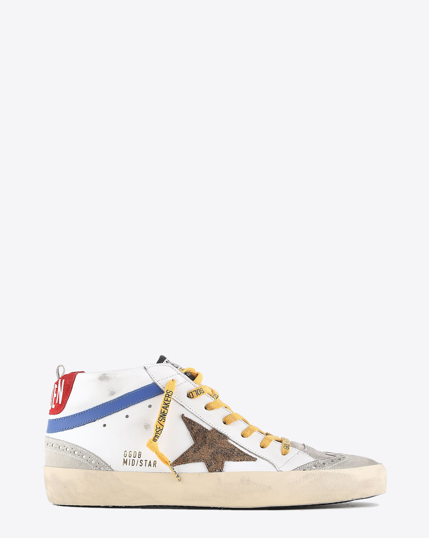 Sneakers Golden Goose homme MidStar Beige Blue Red 10784. Profil.
