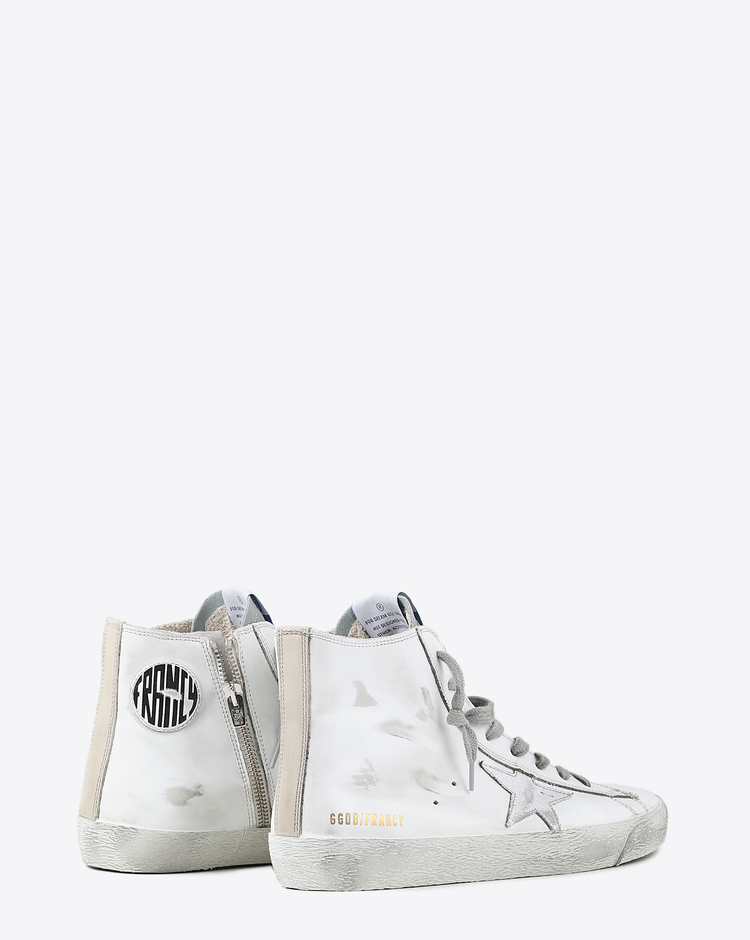 Sneakers Golden Goose homme en cuir blanc Francy White Silver 10274. Arrière. 
