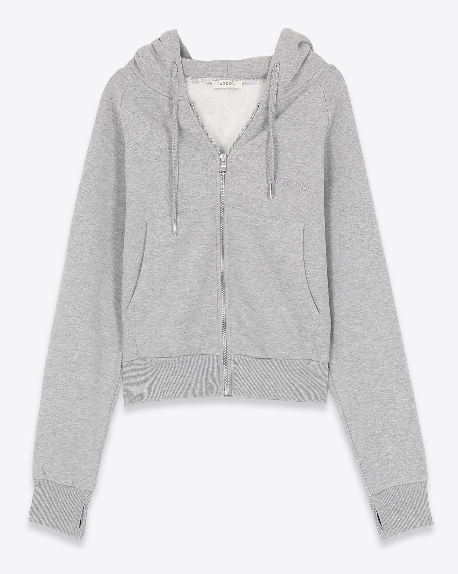 Veste Femme Cropped Hoodie Ragdoll LA grise. 
