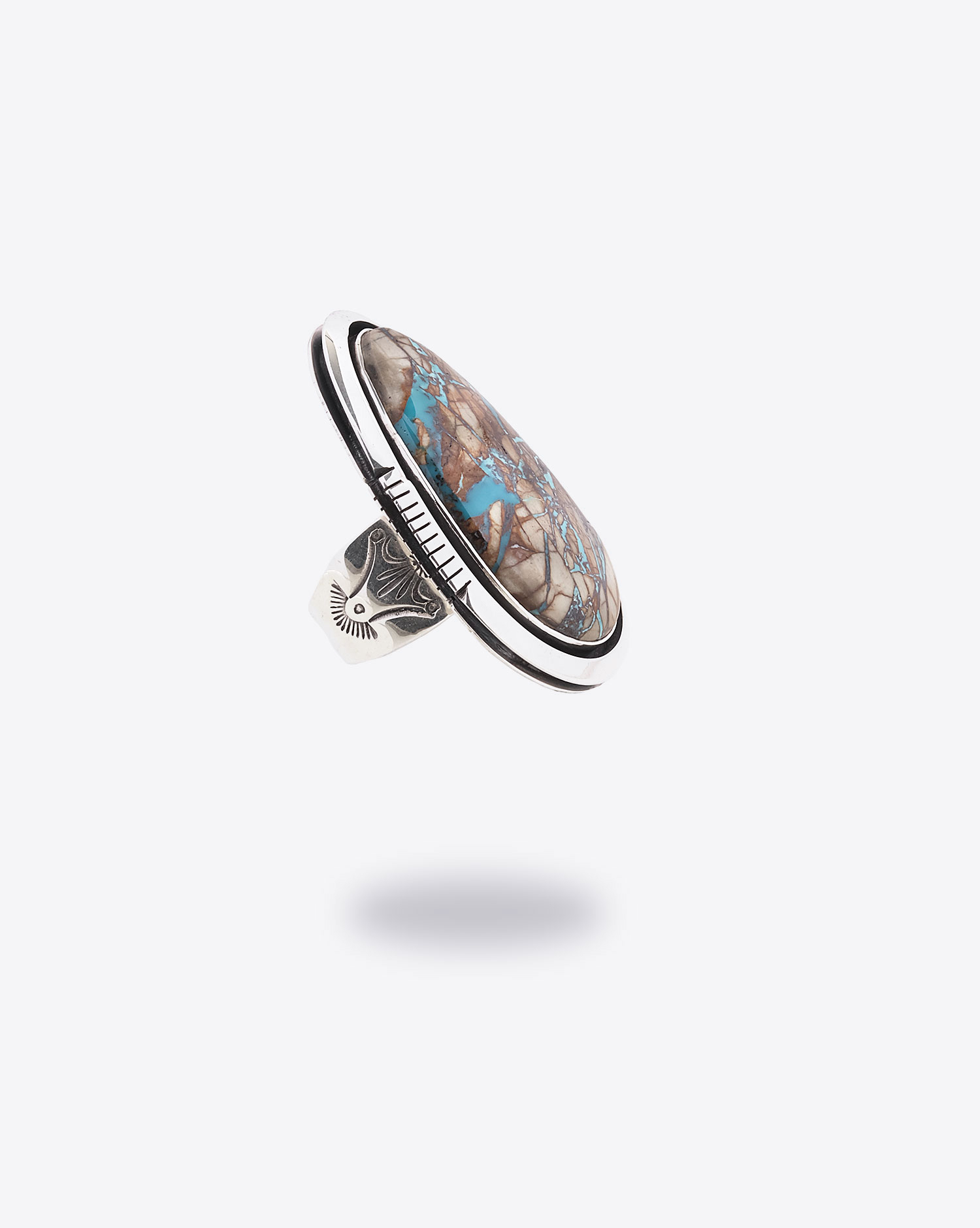 Produit Bague Boulder Harpo avec pierre turquoise. Vue profil.
