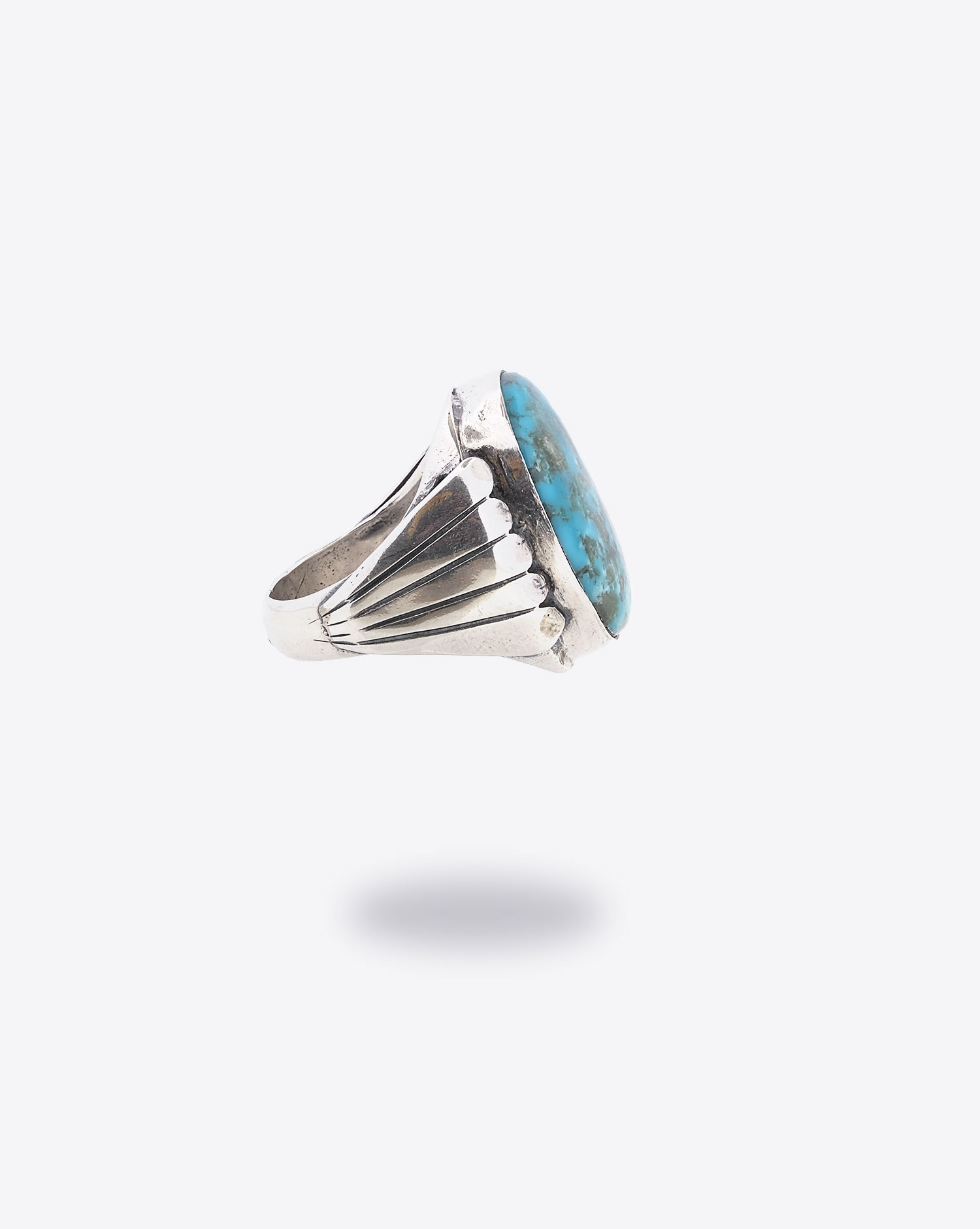 Produit Bague CH Navajo Harpo pierre turquoise.  Vue profil. 
