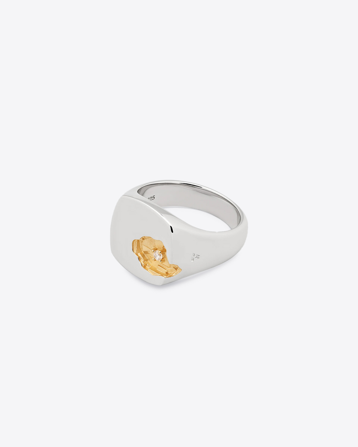 Tom Wood Bague Mined Large Diamond Argent. Profil.