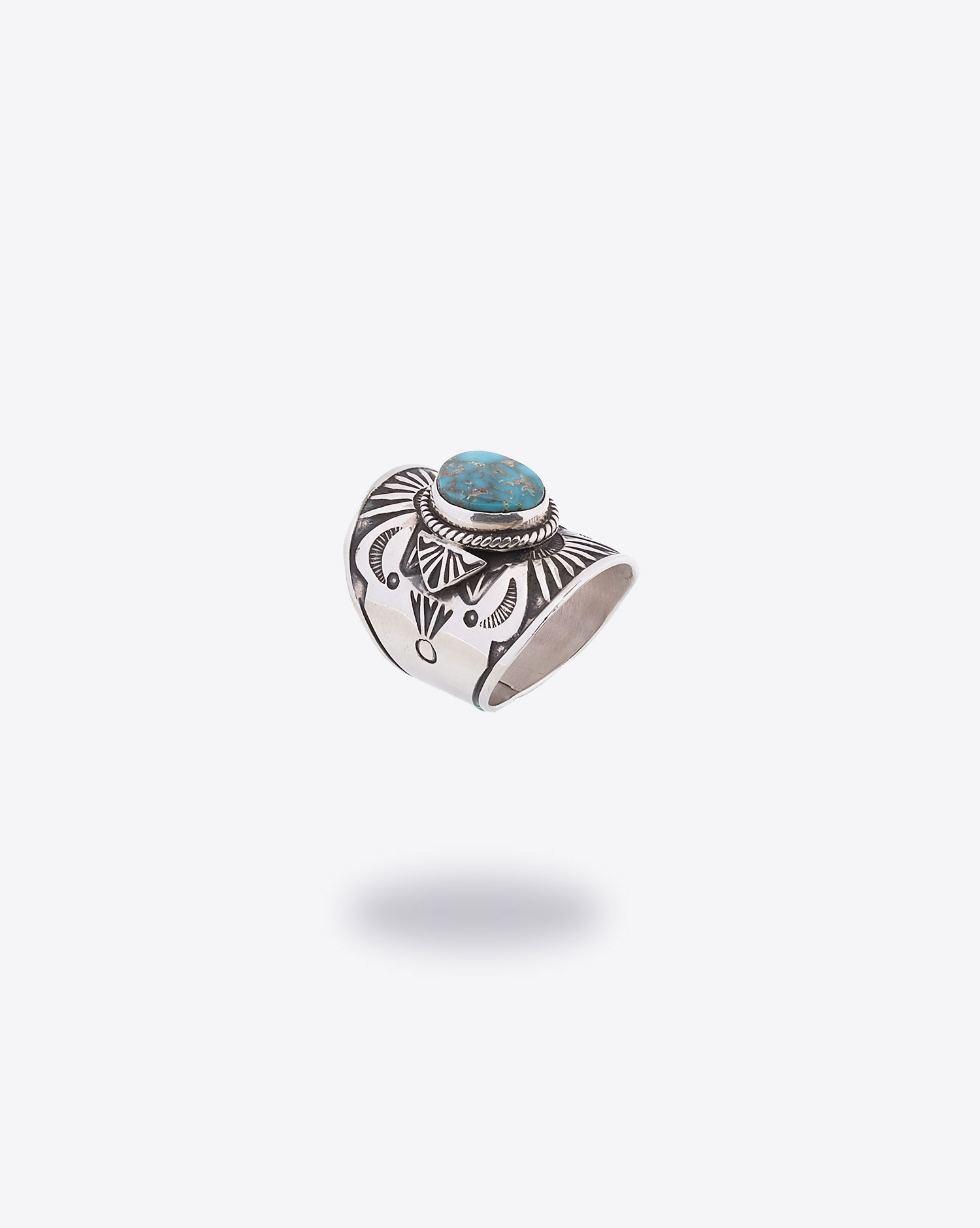 Produit Bague Derrick Harpo avec une pierre turquoise Pilot Mountain. 