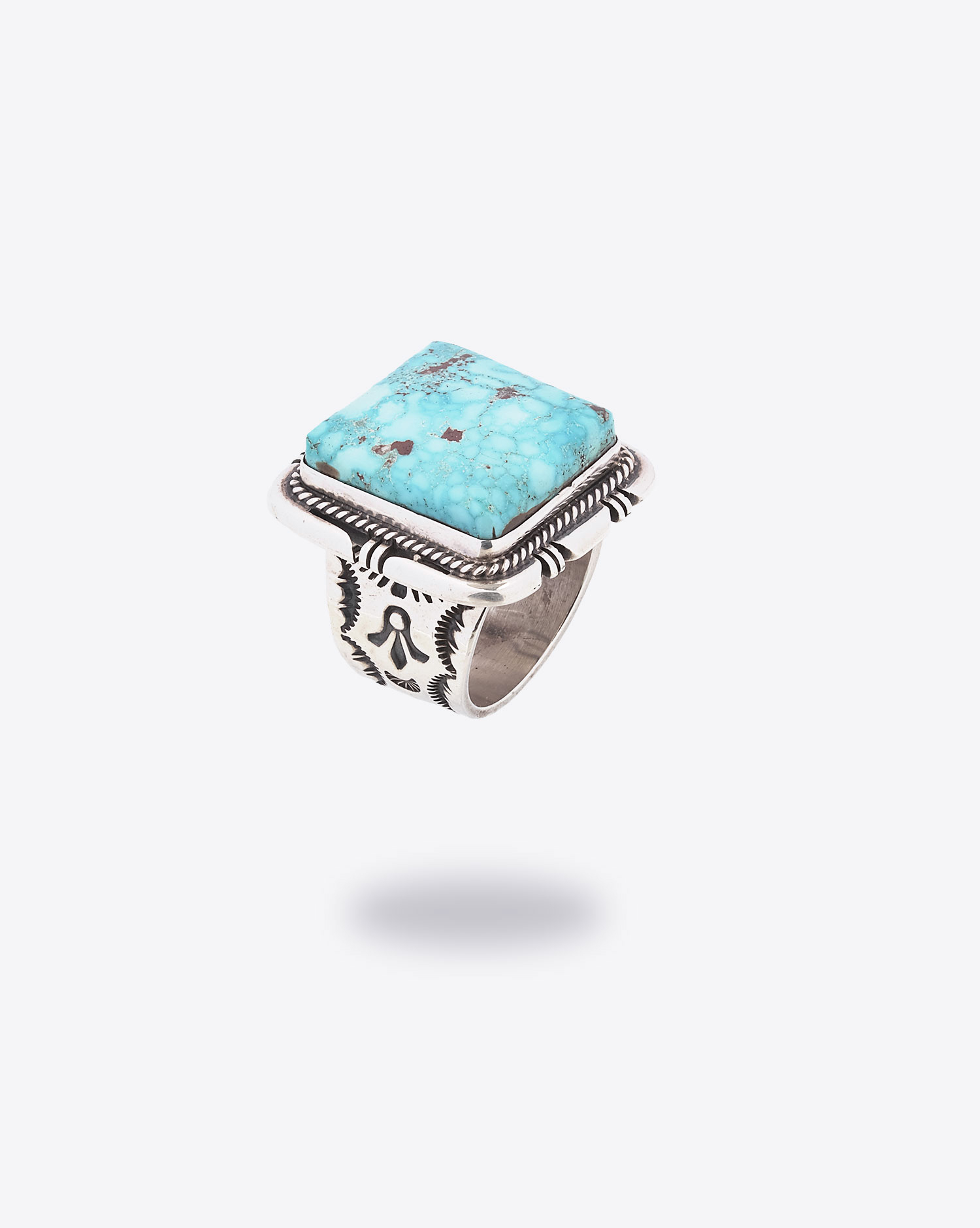 Produit Bague E.Charley Harpo avec une pierre turquoise carré. 