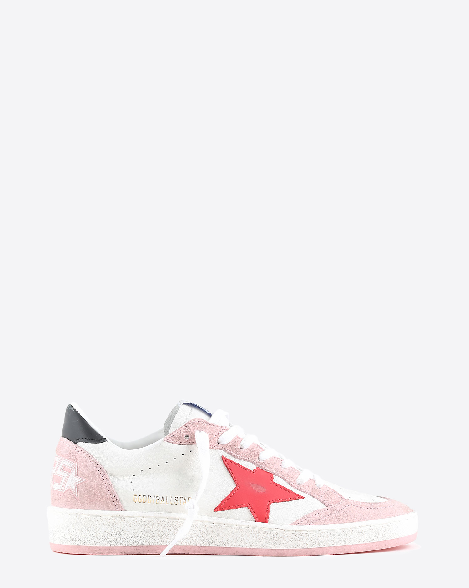 Sneakers Golden Goose Ball Star White Pink Red Black 10880. Profil.