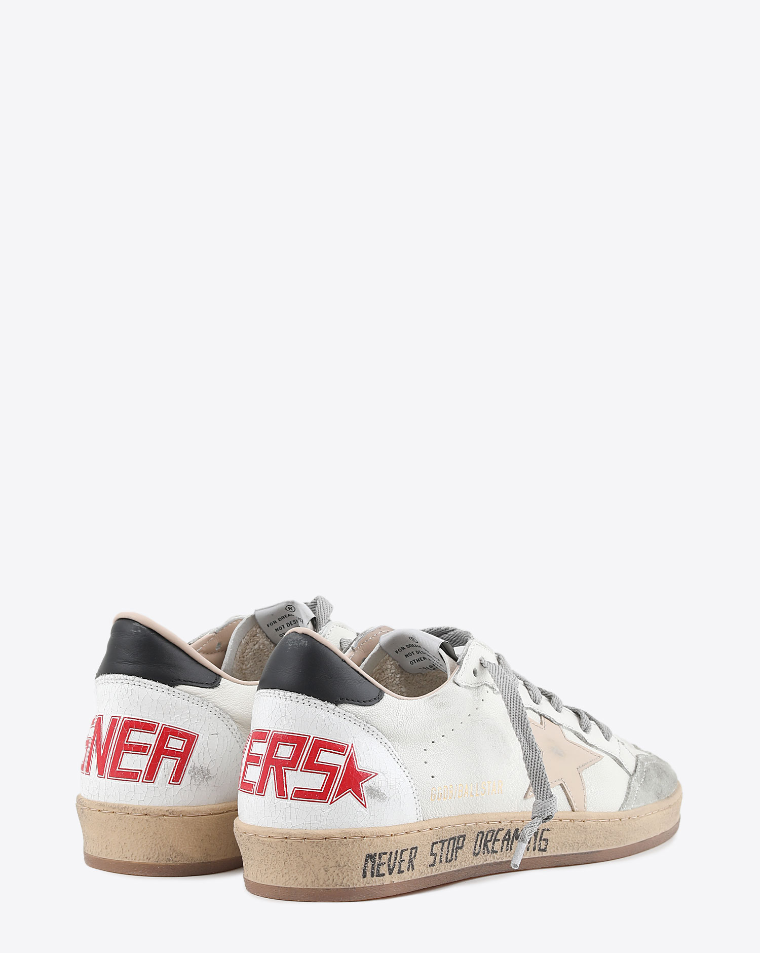 Sneakers Ball Star 10640 en cuir blanc étoile beige clair arrière noir Golden Goose homme. Arrière.