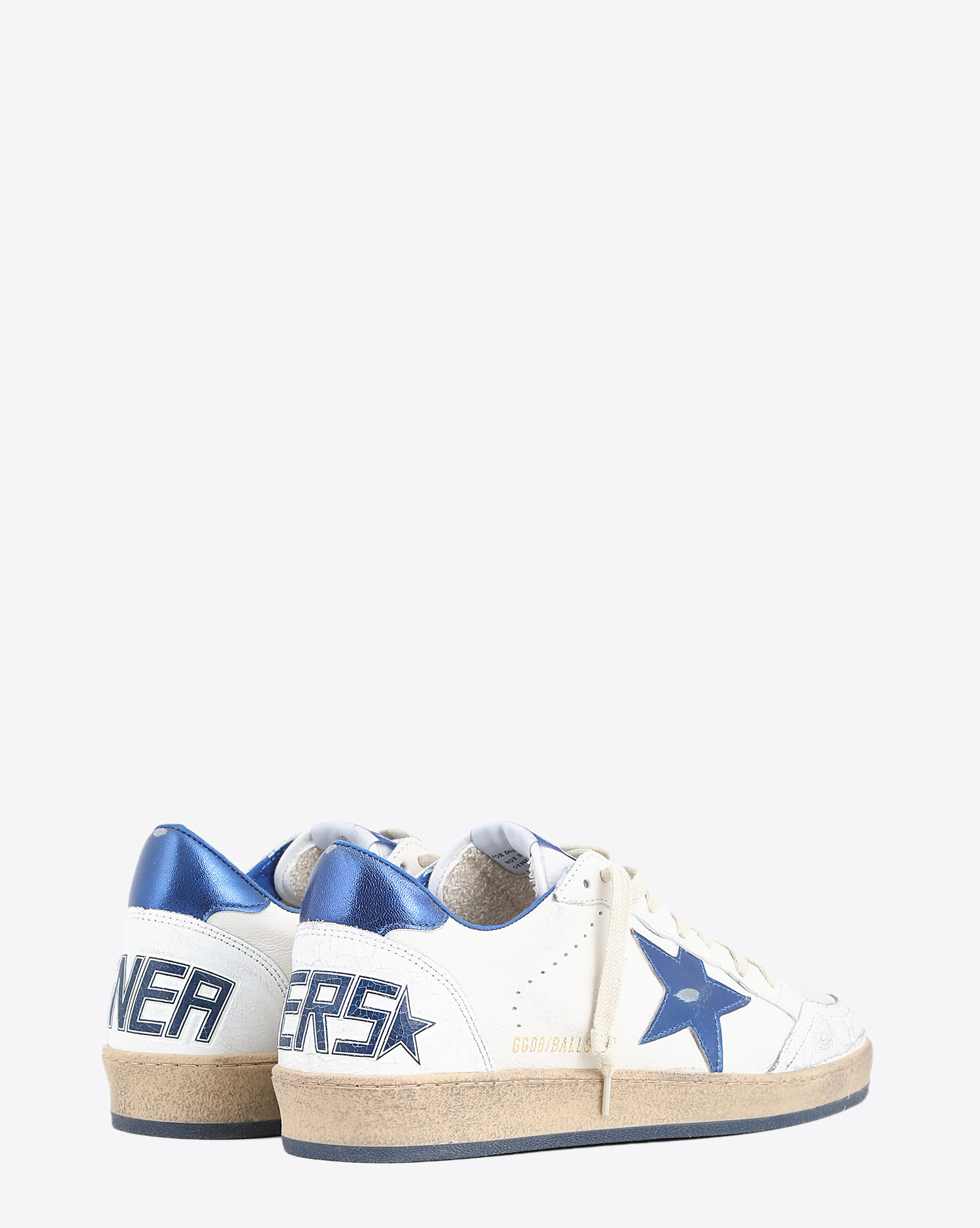 Sneakers en cuir blanc étoile bleue Ballstar Golden Goose Homme. Dos.