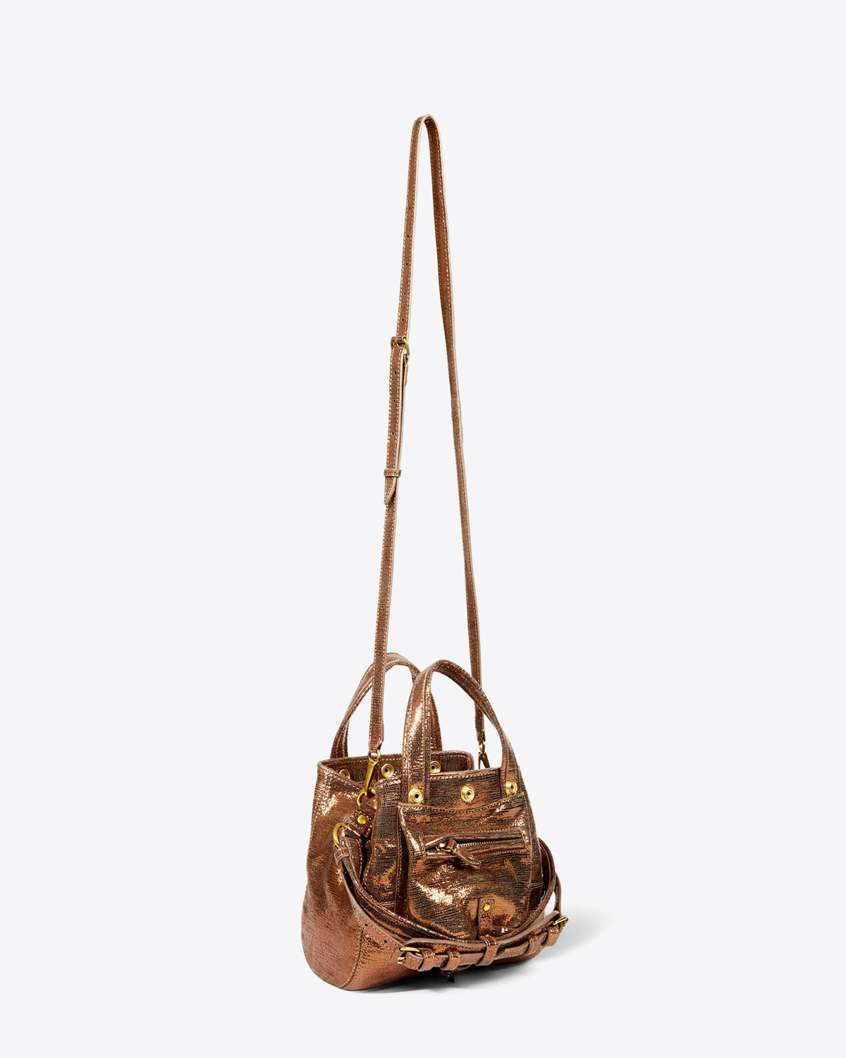 Jérôme Dreyfuss Sac Billy Nano – Goatskin Lamé Bronze