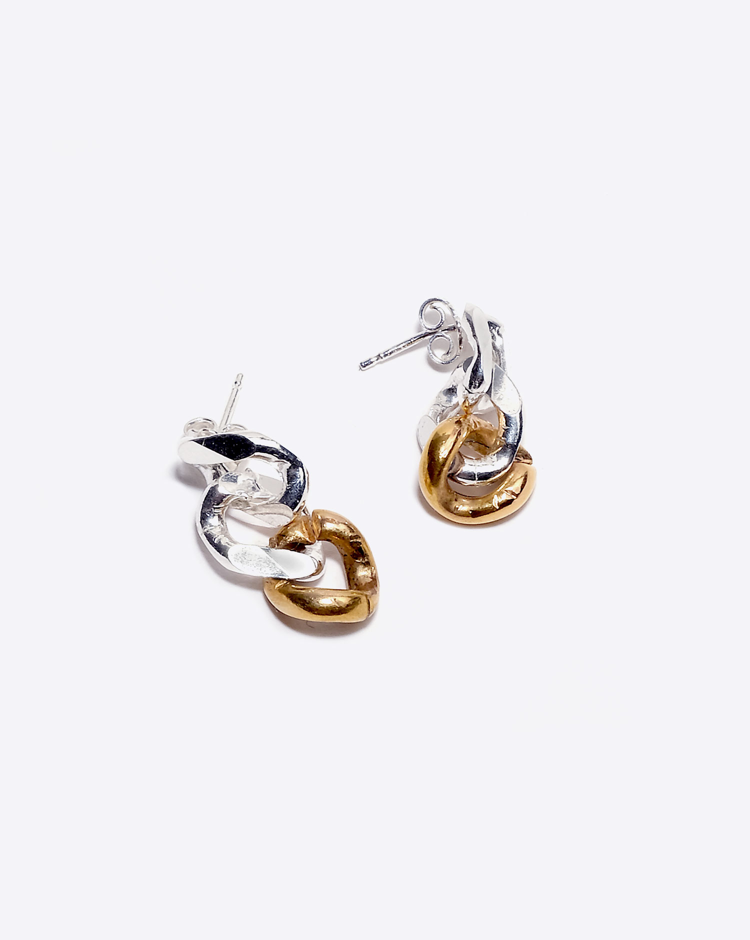 Anicet Boucles D'oreilles Gourmette Argent et Plaqué Or