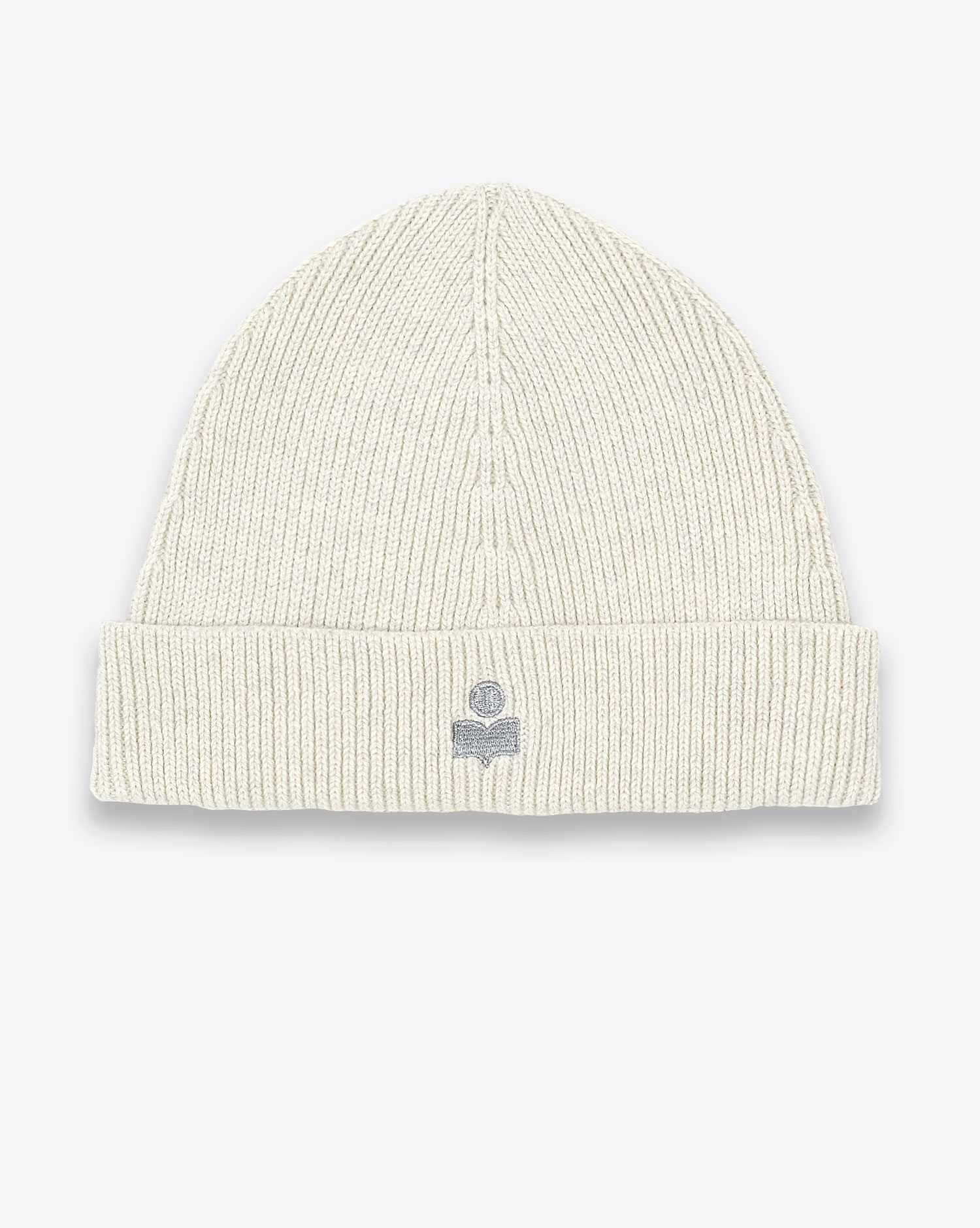 Produit Bonnet Kiera Isabel Marant en maille gris avec logo. 