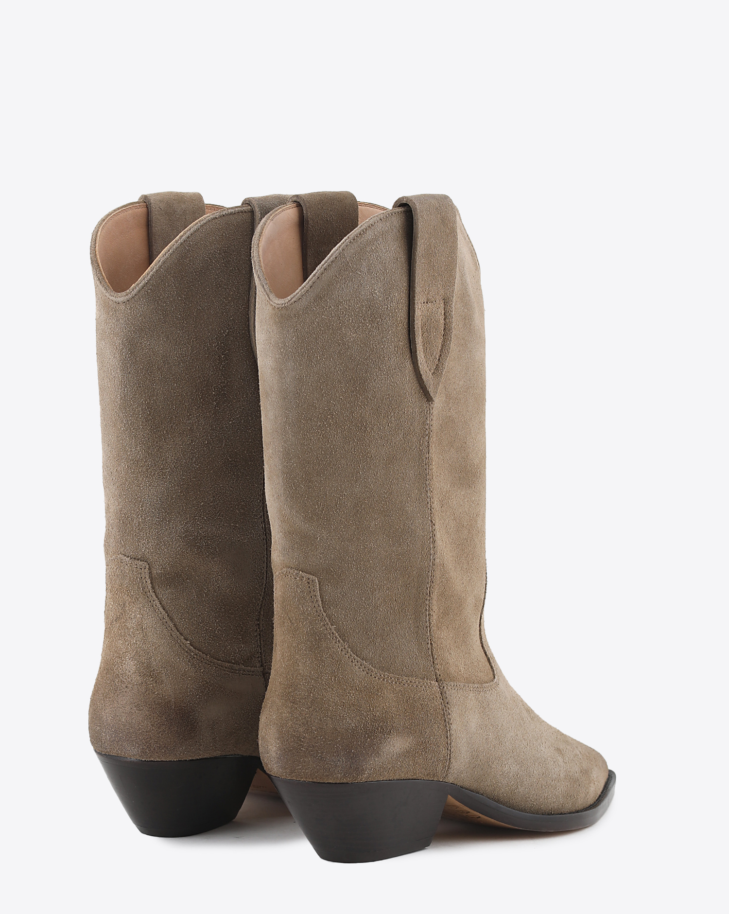 Bottes Santiags en daim beige Isabel Marant. Dos.