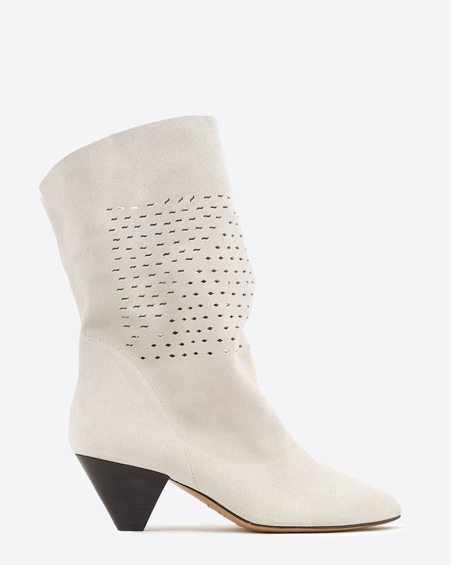 Isabel Marant Chaussures Boots Reachi Perforées Craie. Profil.