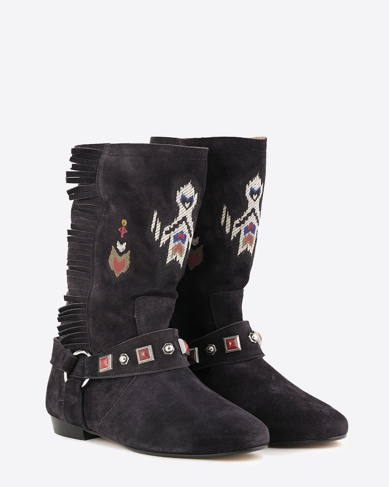 Produit Bottes montantes Siana Isabel Marant noires délavées. Vue face. 