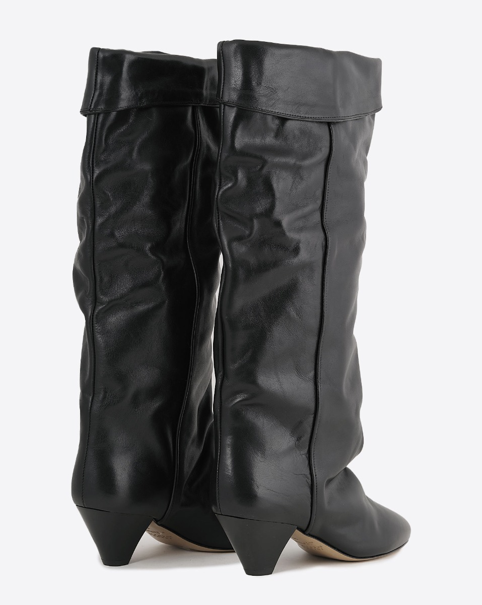 Bottes Elita Isabel Marant en cuir lisse noir. Dos.