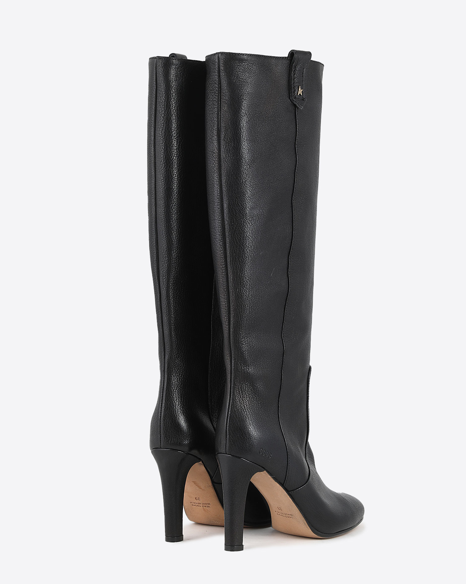 Bottes à talons fins en cuir noir Helen Golden Goose. Dos. 