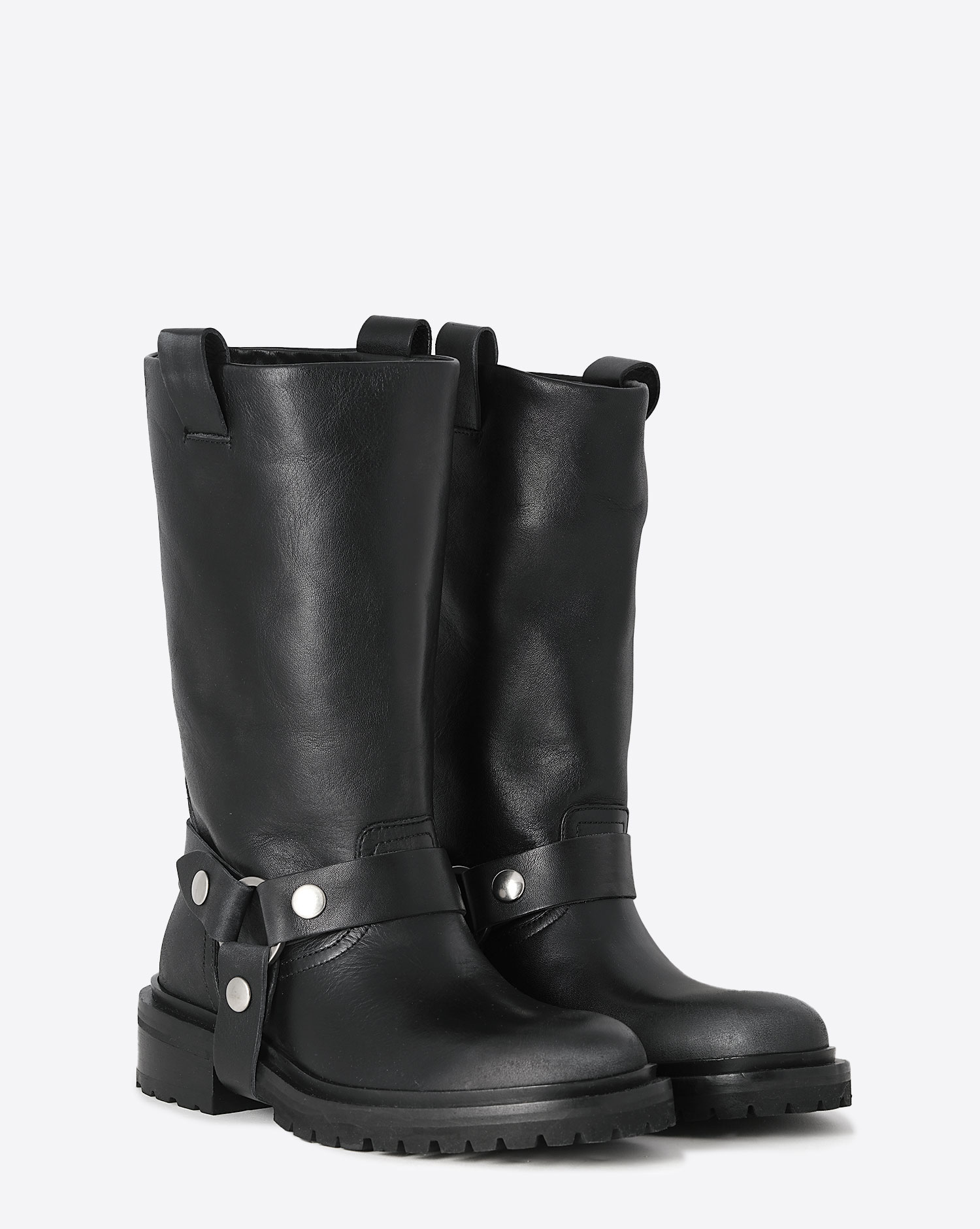 Produit Bottes montantes Kurt Golden Goose en cuir noir. Vue face.