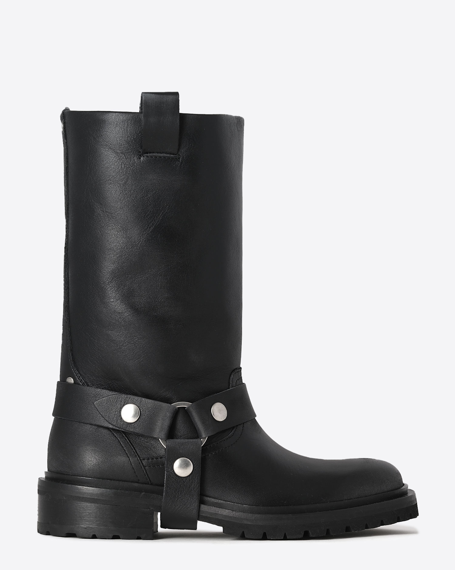 Bottes montantes Kurt Golden Goose en cuir noir. Vue profil. 
