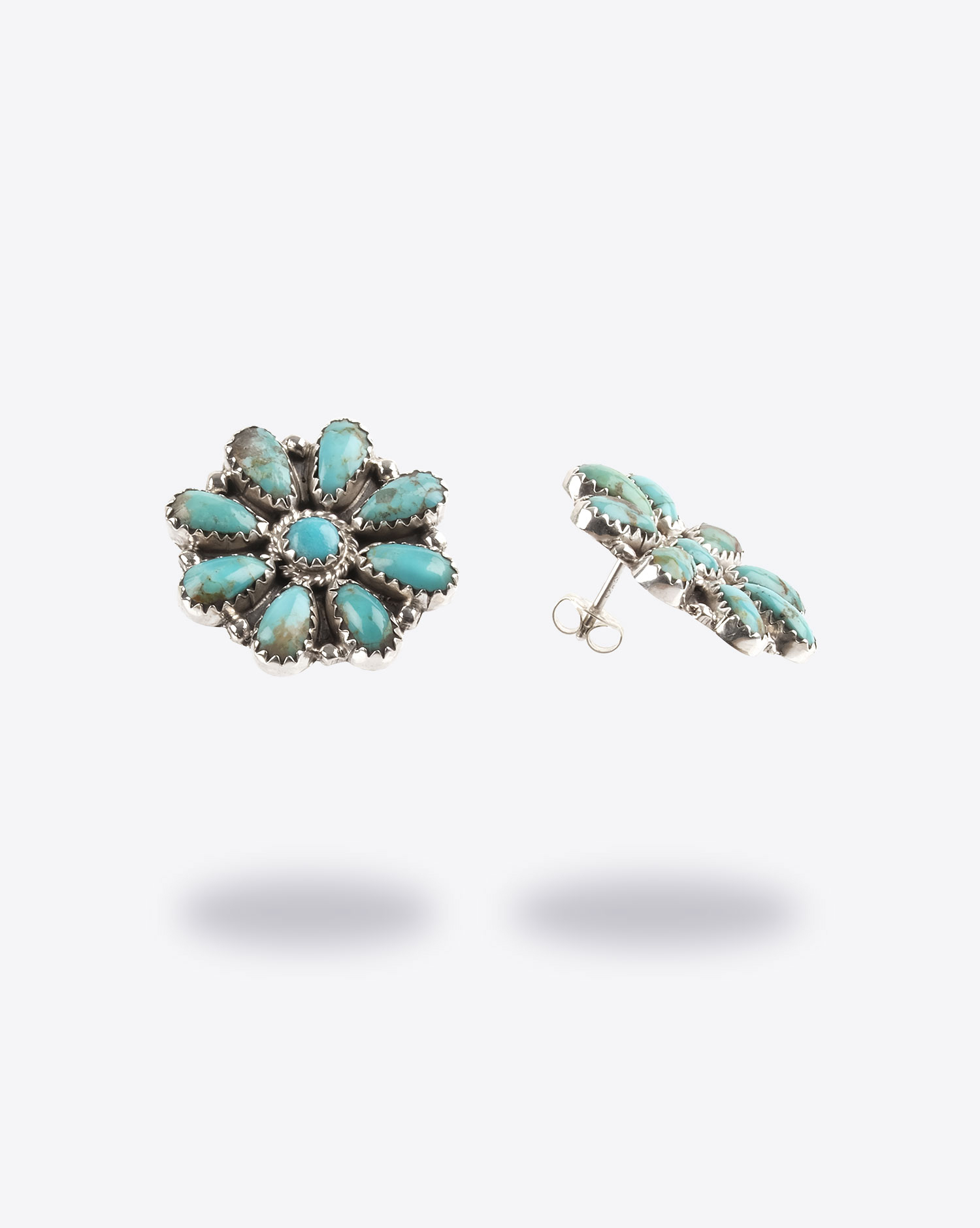 Produit Boucles d'oreilles Rosace Harpo avec pierres turquoises. 