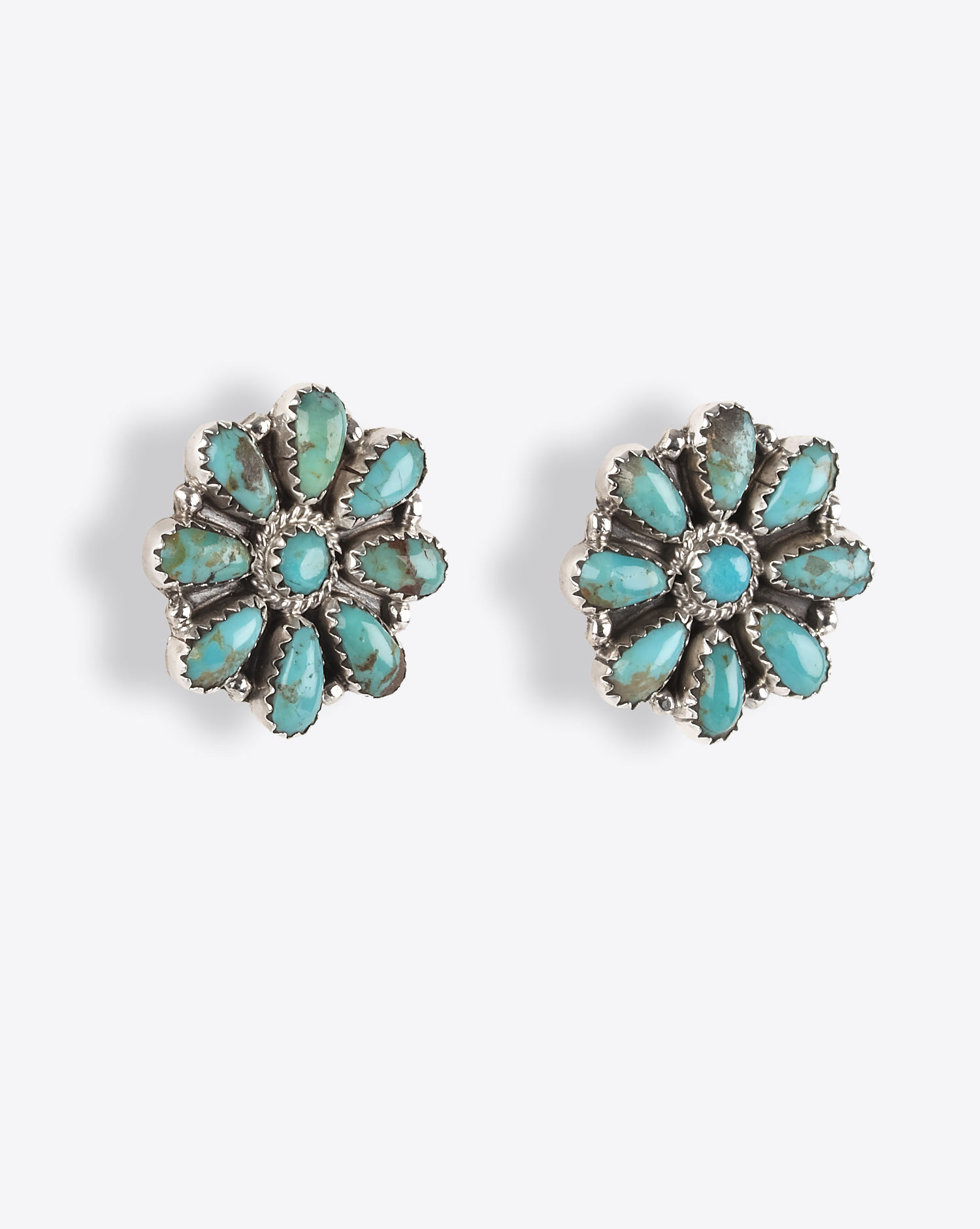 Produit Boucles d'oreilles Rosace Harpo avec pierres turquoises. 