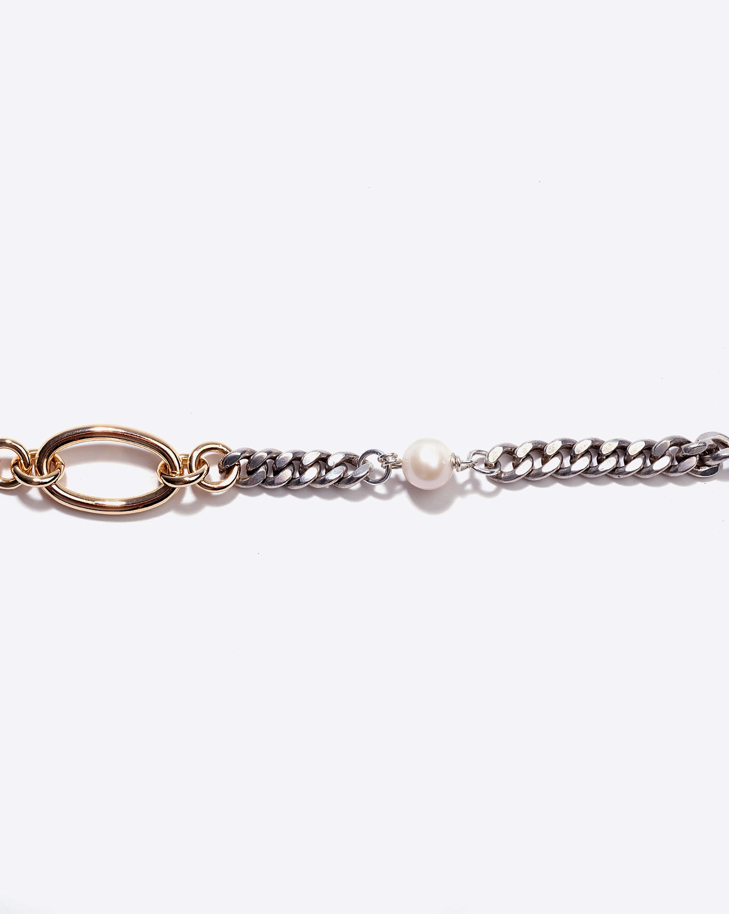 Anicet Bracelet Gourmette Perle Argent et Plaqu&eacute; Or