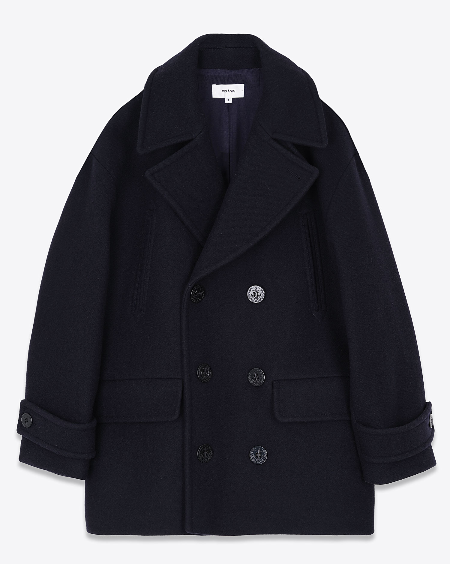 Vis Vis Manteau Caban Bleu Marine