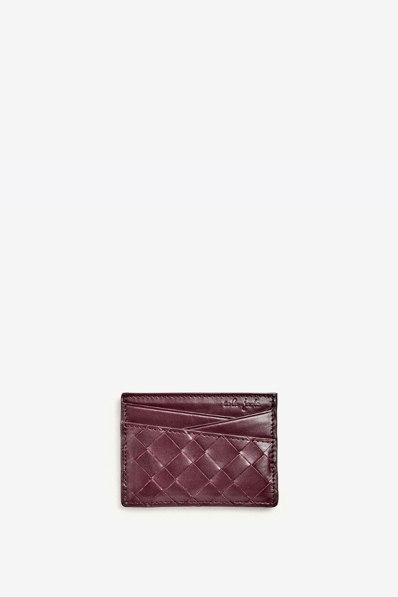 Porte-cartes Boba Cala Jade en cuir tress&eacute; Fudge, vu de face.