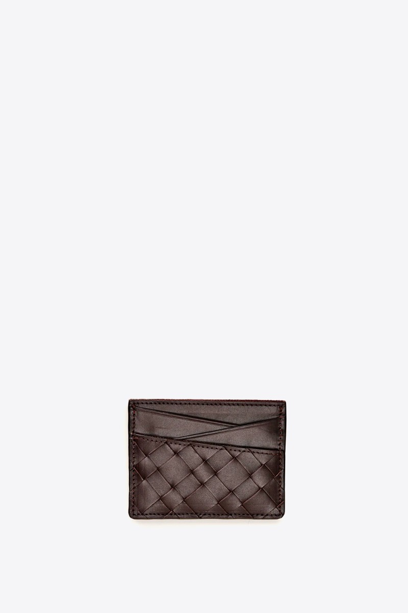 Porte-cartes Boba Cala Jade en cuir tress&eacute; Umber (marron tr&egrave;s fonc&eacute;). 