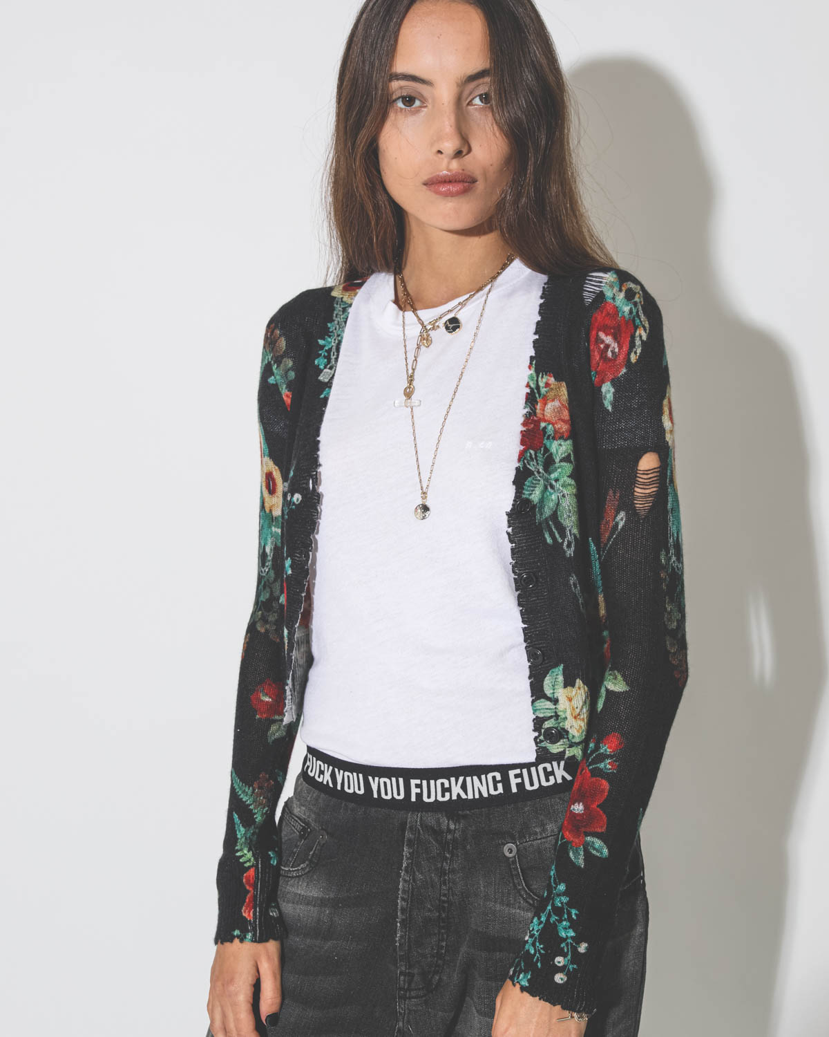 Gilet Useless Treasures Baby Cardigan - Blk Useless Treasures Print R13