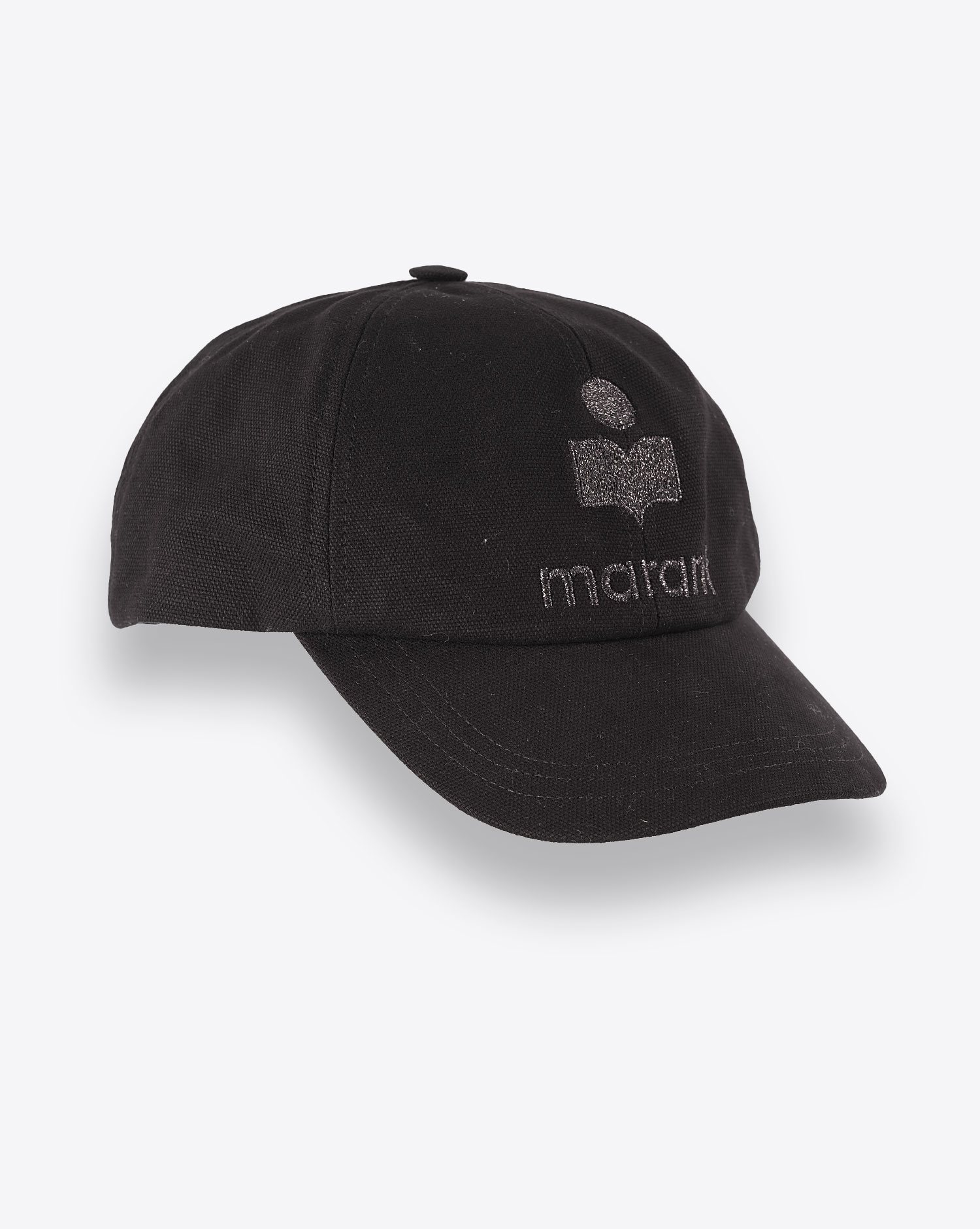 Produit Casquette Tyron Isabel Marant en coton noir avec logo paillettes. 