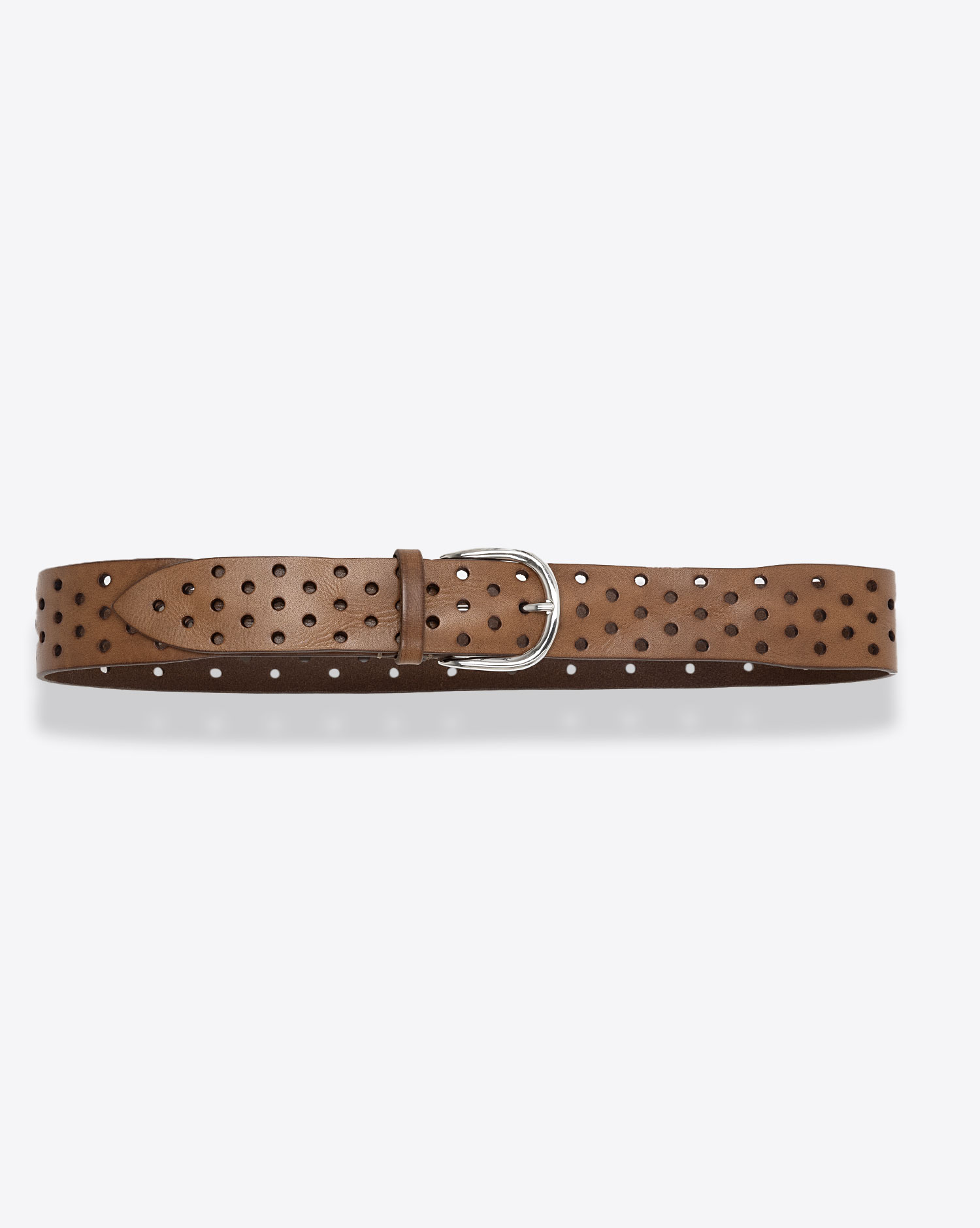 Produit Ceinture en cuir perforé marron Klaudia Isabel Marant. Face.