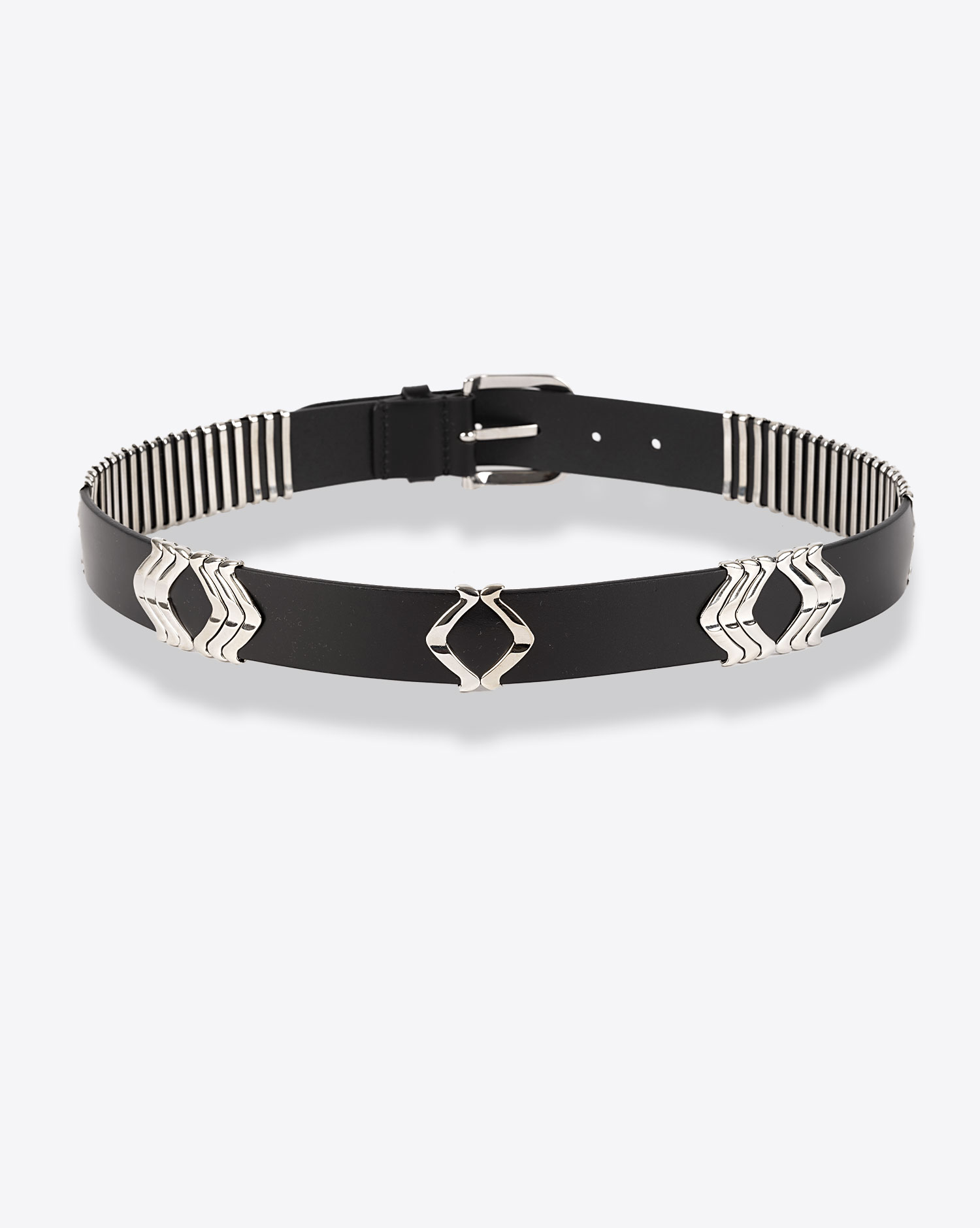 Produit Ceinture en cuir noir ornements en métal argenté Tehora Isabel Marant. Dos. 