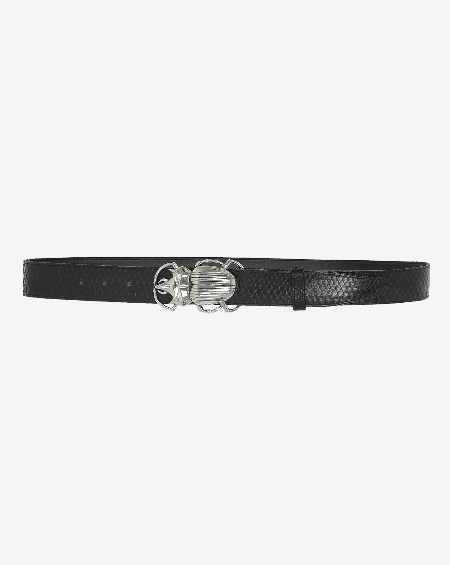 Ceinture Beetle Claris Virot en python noire.
