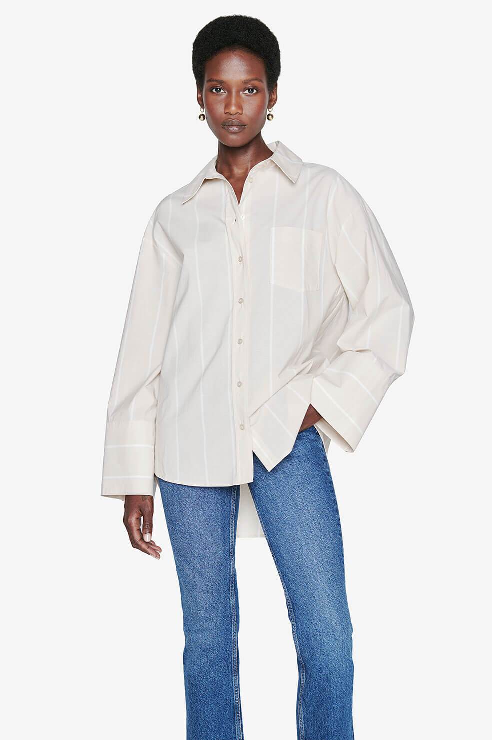 Image du produit Anine Bing Allie Shirt - Camel Stripe - Multi - 2