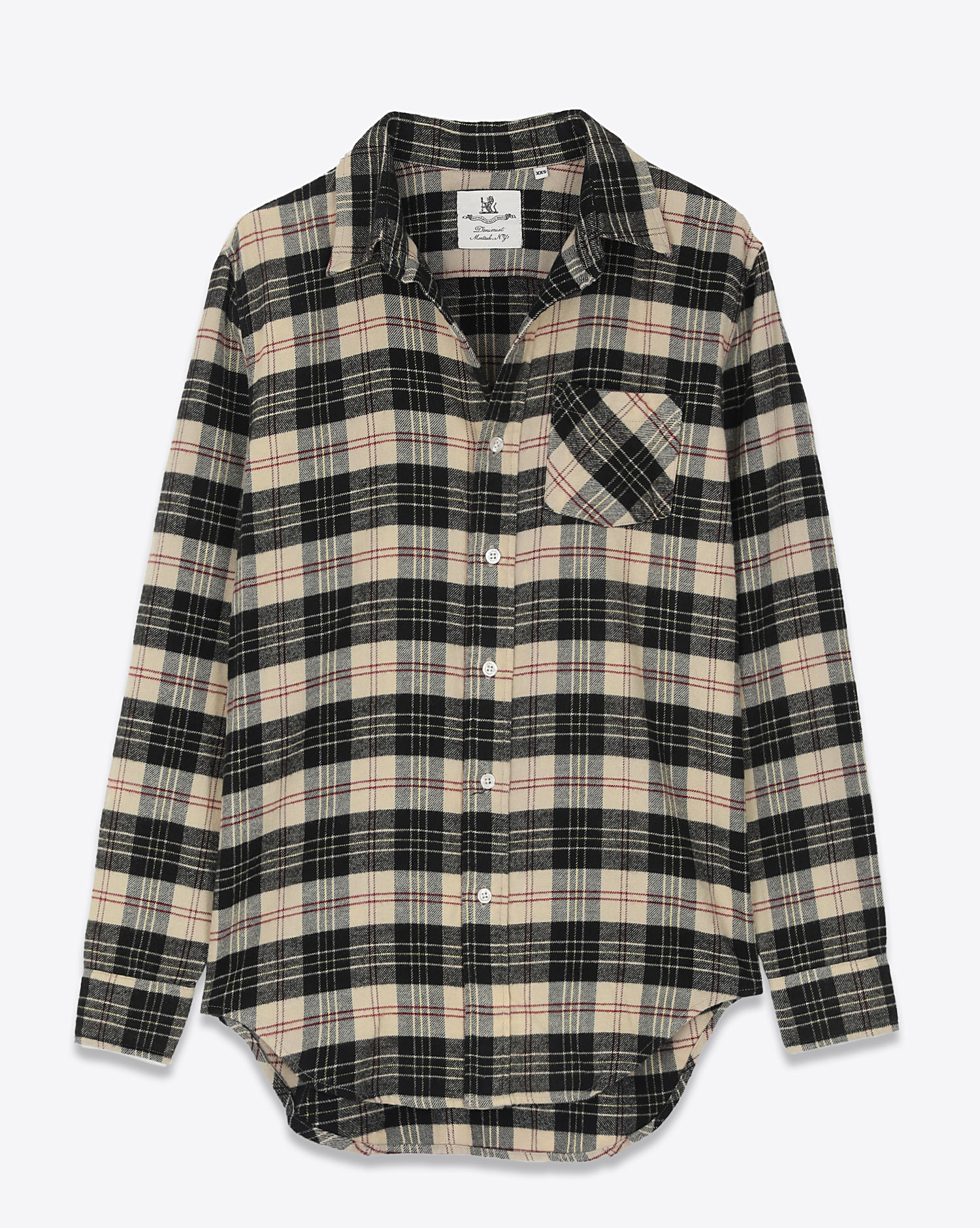 Chemise Denimist Boyfriend Beige Noir Plaid 