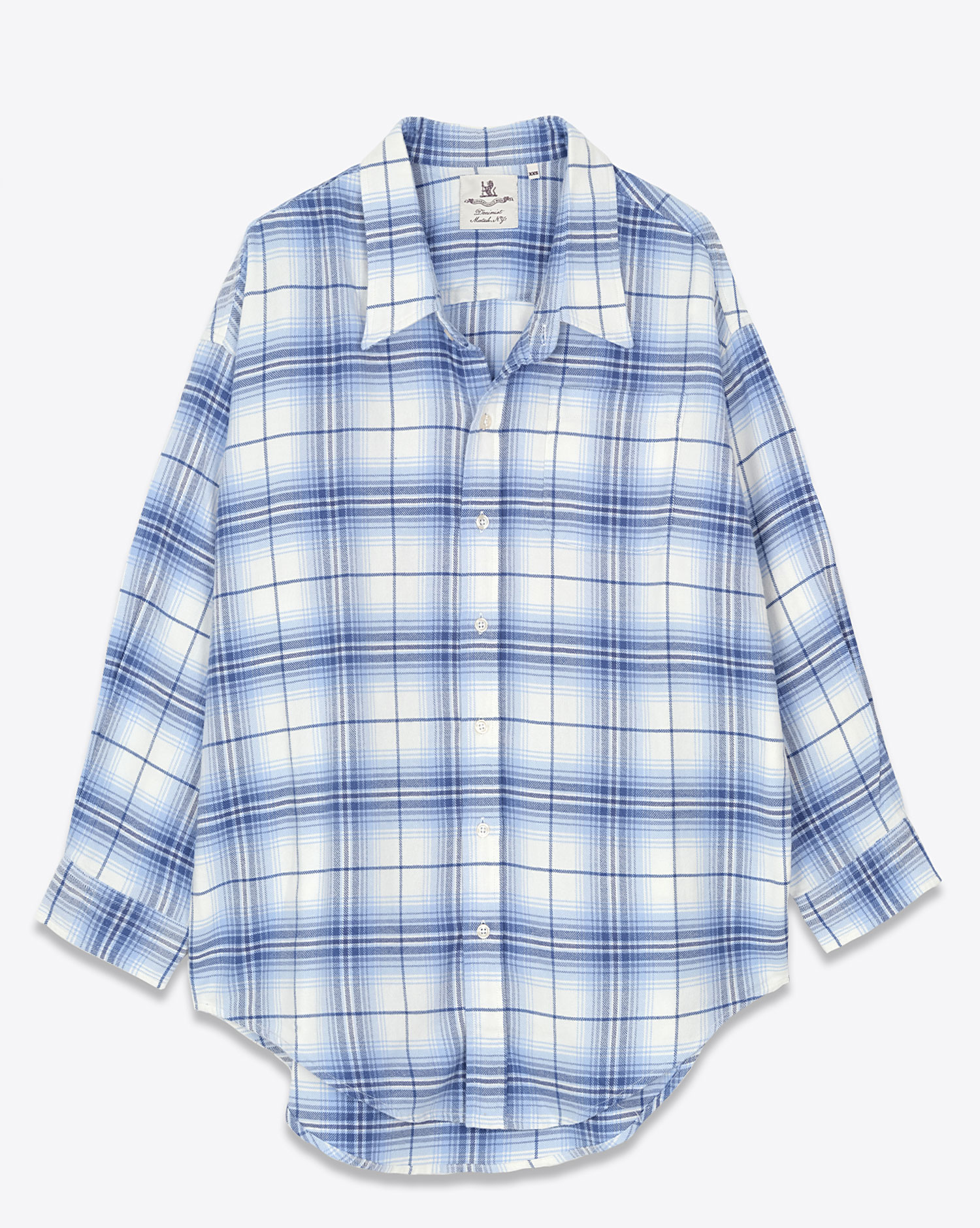 Denimist Chemise Button Front  Bleu Blanc Plaid