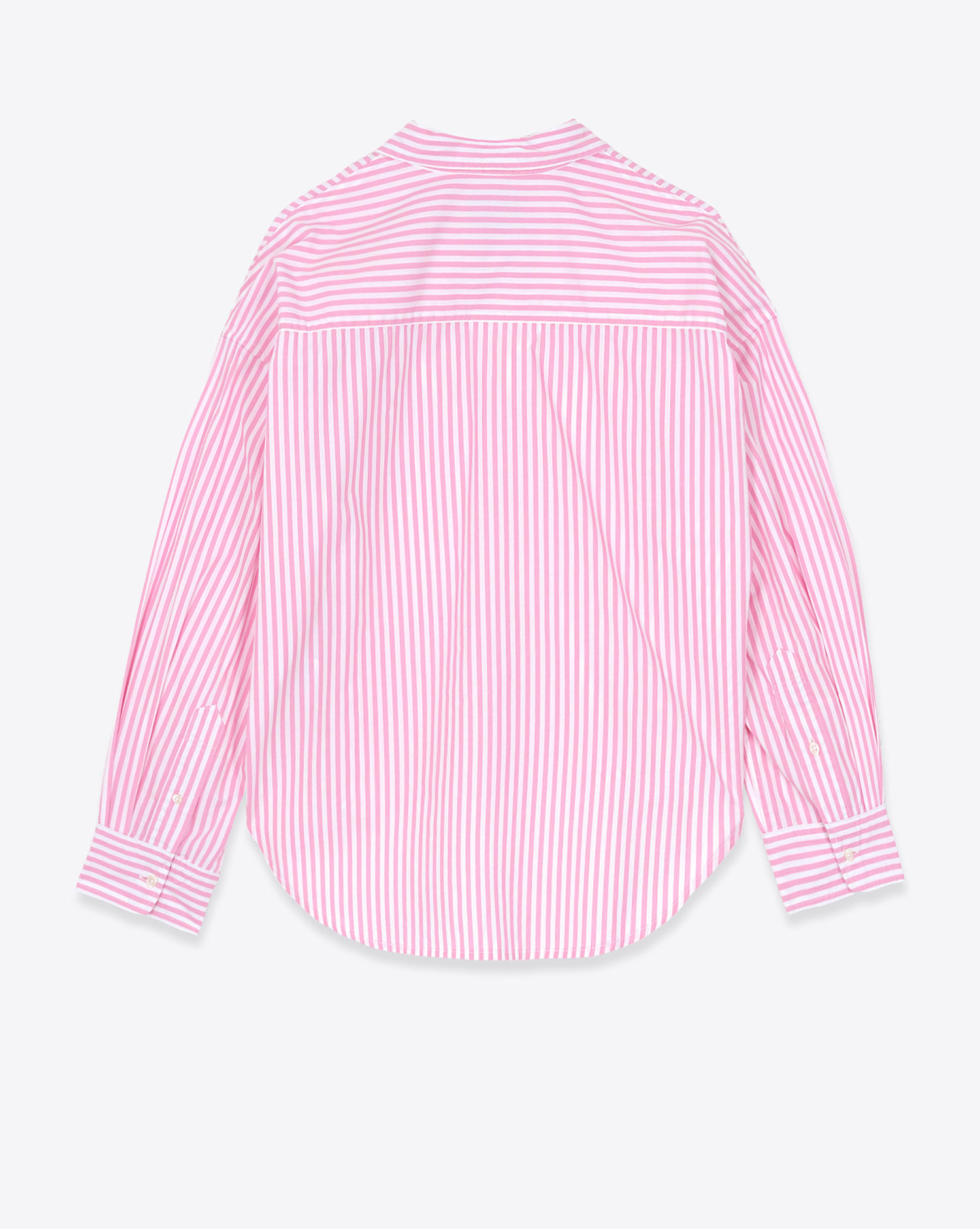 Produit Chemise courte en popeline de coton rayée rose et blanche Denimist. Dos.