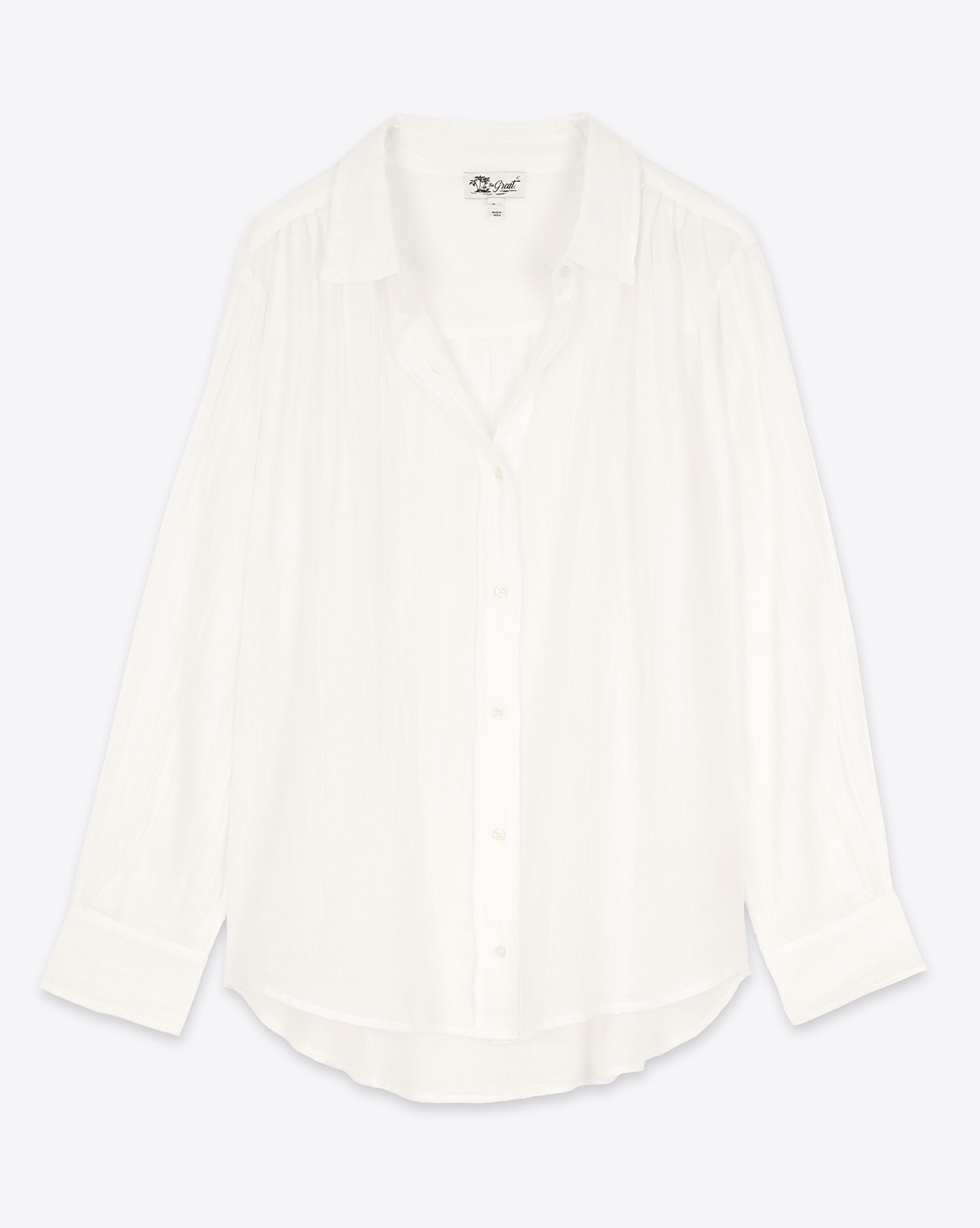 Produit Chemises manches longues The Great en coton blanc. Vue face. 
