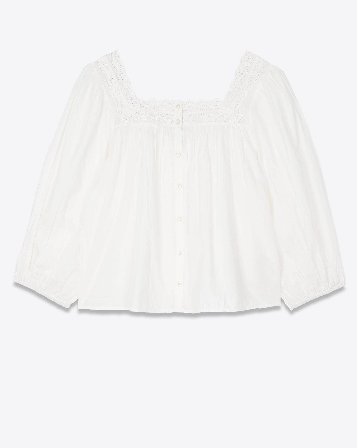 Produit Chemise manches 3/4 en voile de coton blanc col en dentelle Eyelet The Great. Face.