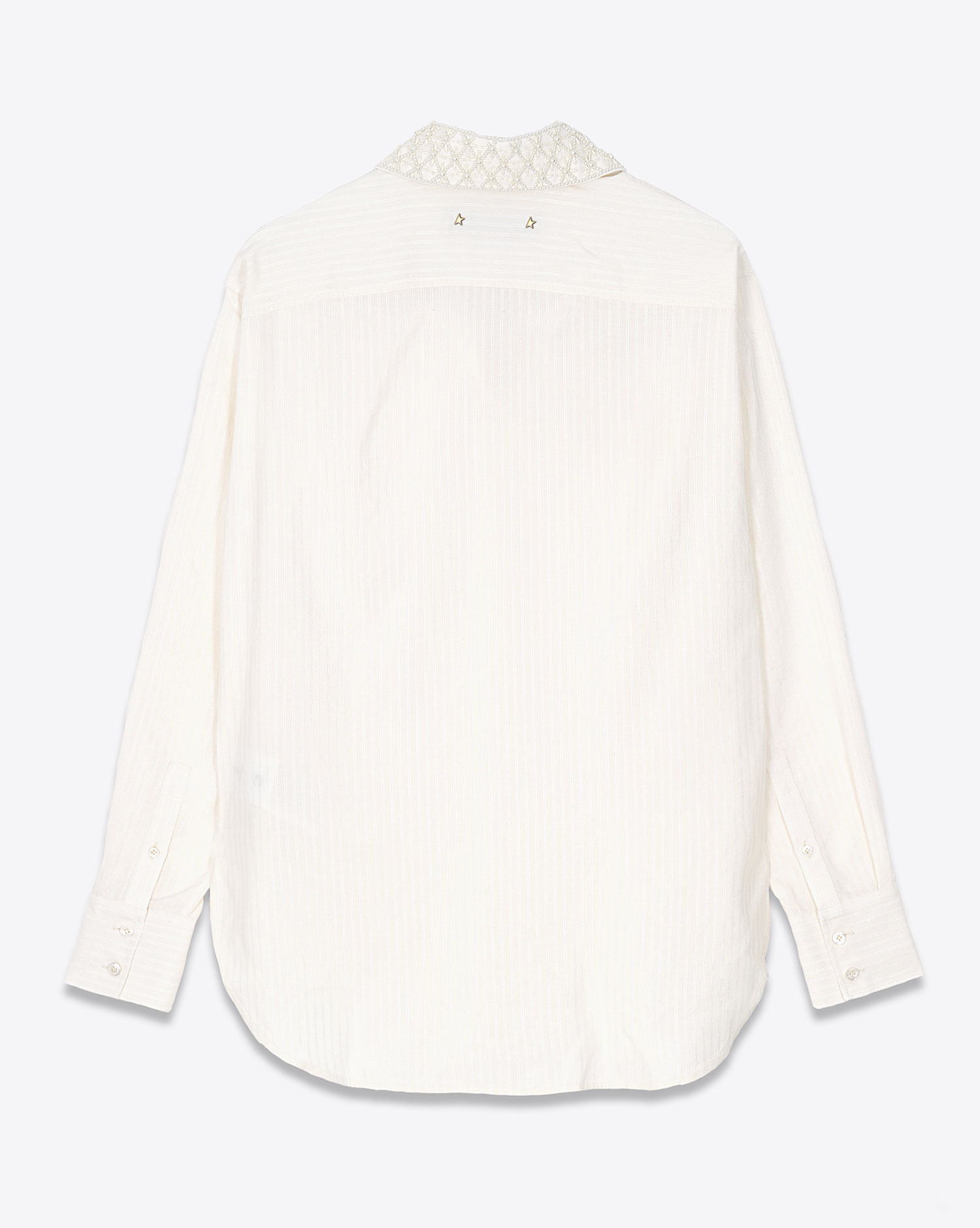 Golden Goose Chemise Jacquard Ray&eacute;e et Perle Blanc Heritage 