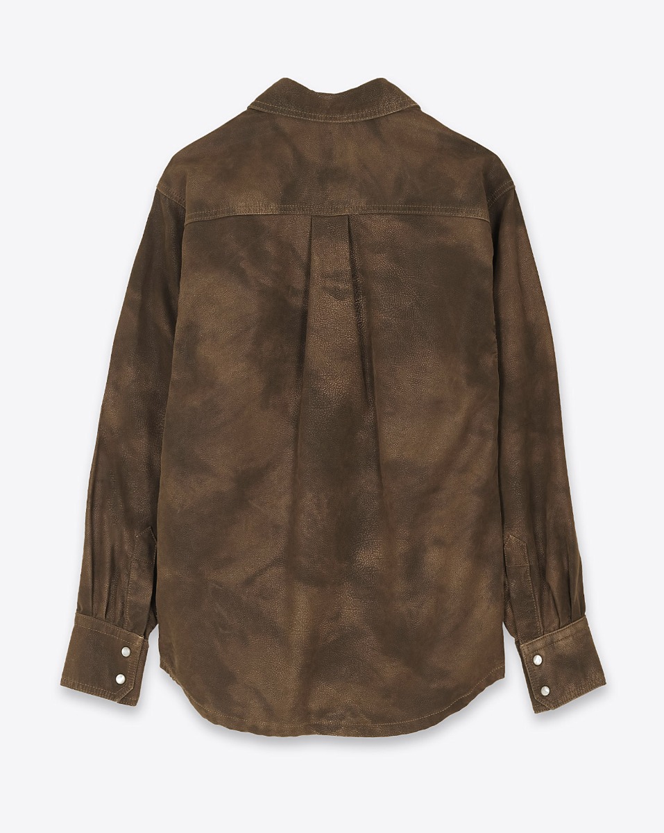 Chemise Karima Isabel Marant Étoile en faux cuir Tabacco. Vue de dos.