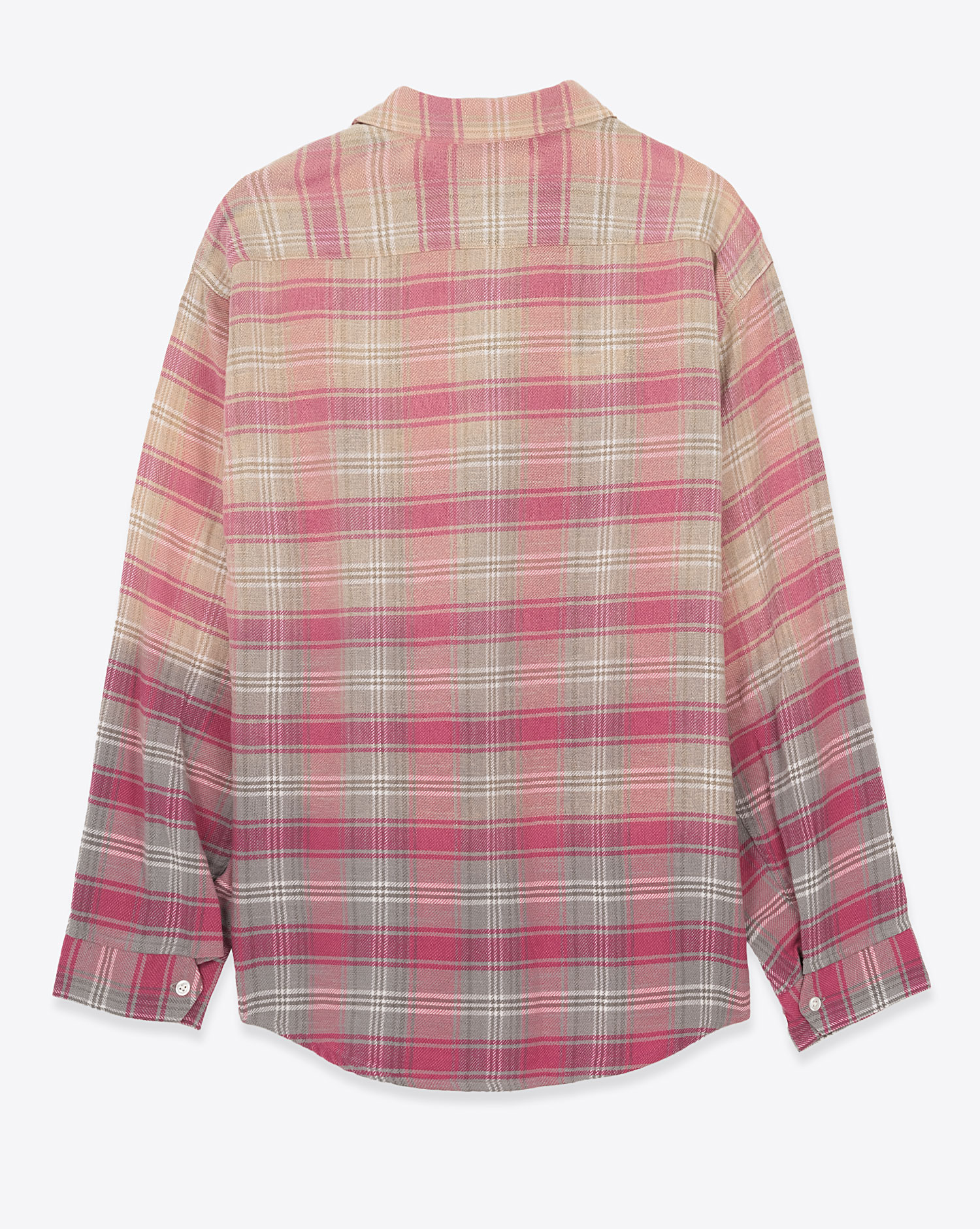 Chemise oversize manches longues R13 en coton à carreaux roses. Vue dos.