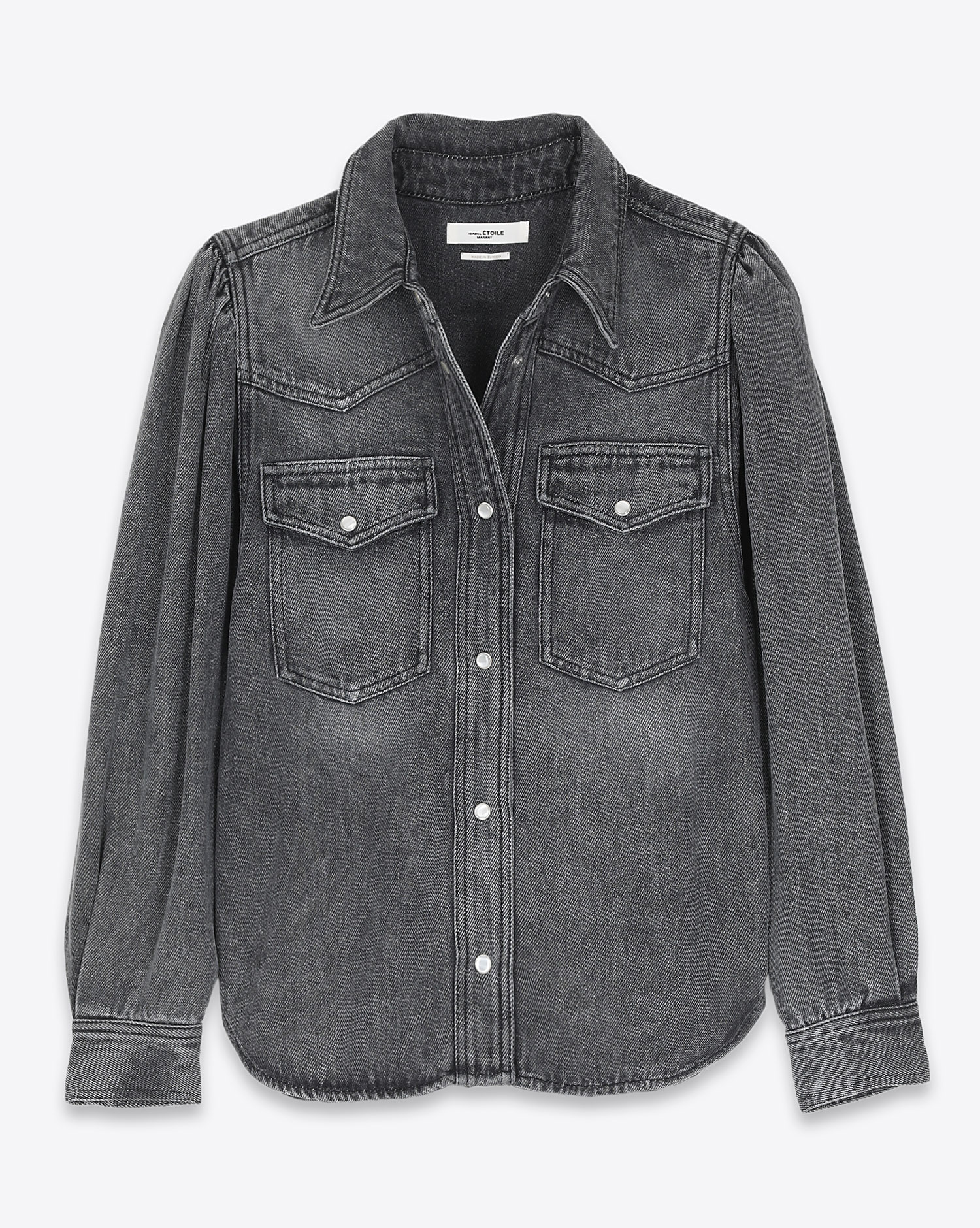 Chemise en denim fluide gris Tahisse Isabel Marant Etoile. Face.