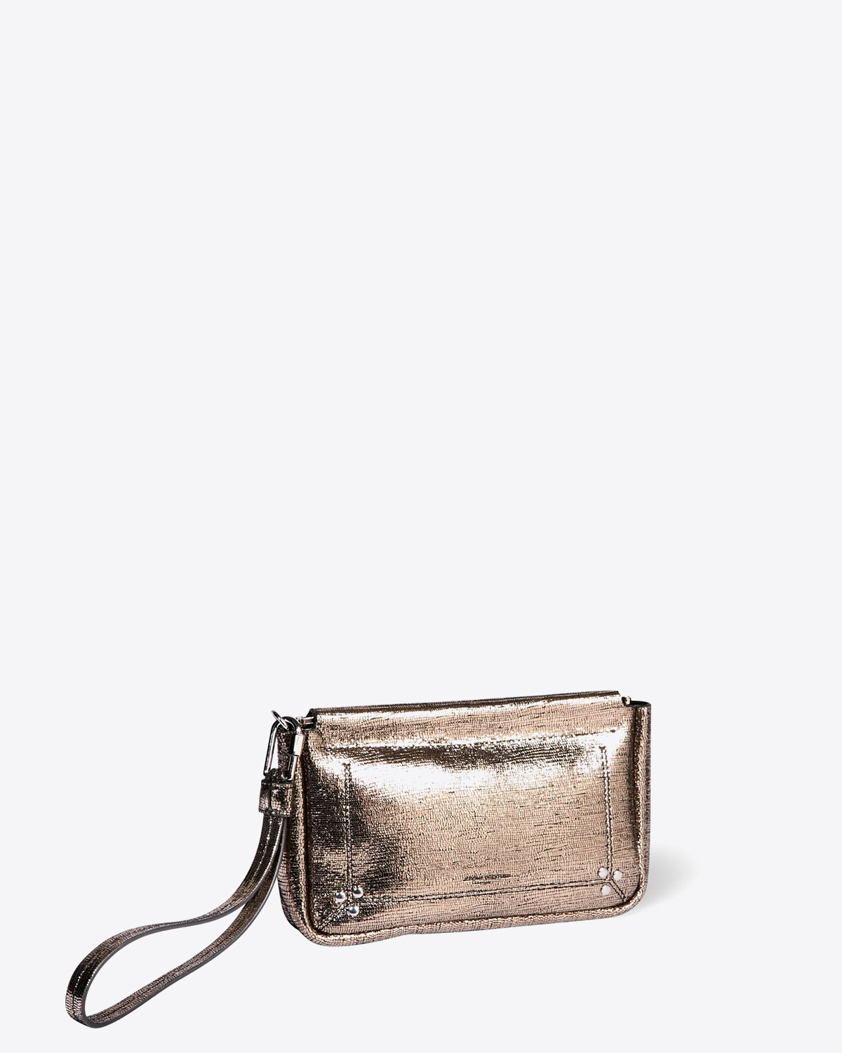 Jerome Dreyfuss Pochette Clap M Cuir Lame Champagne
