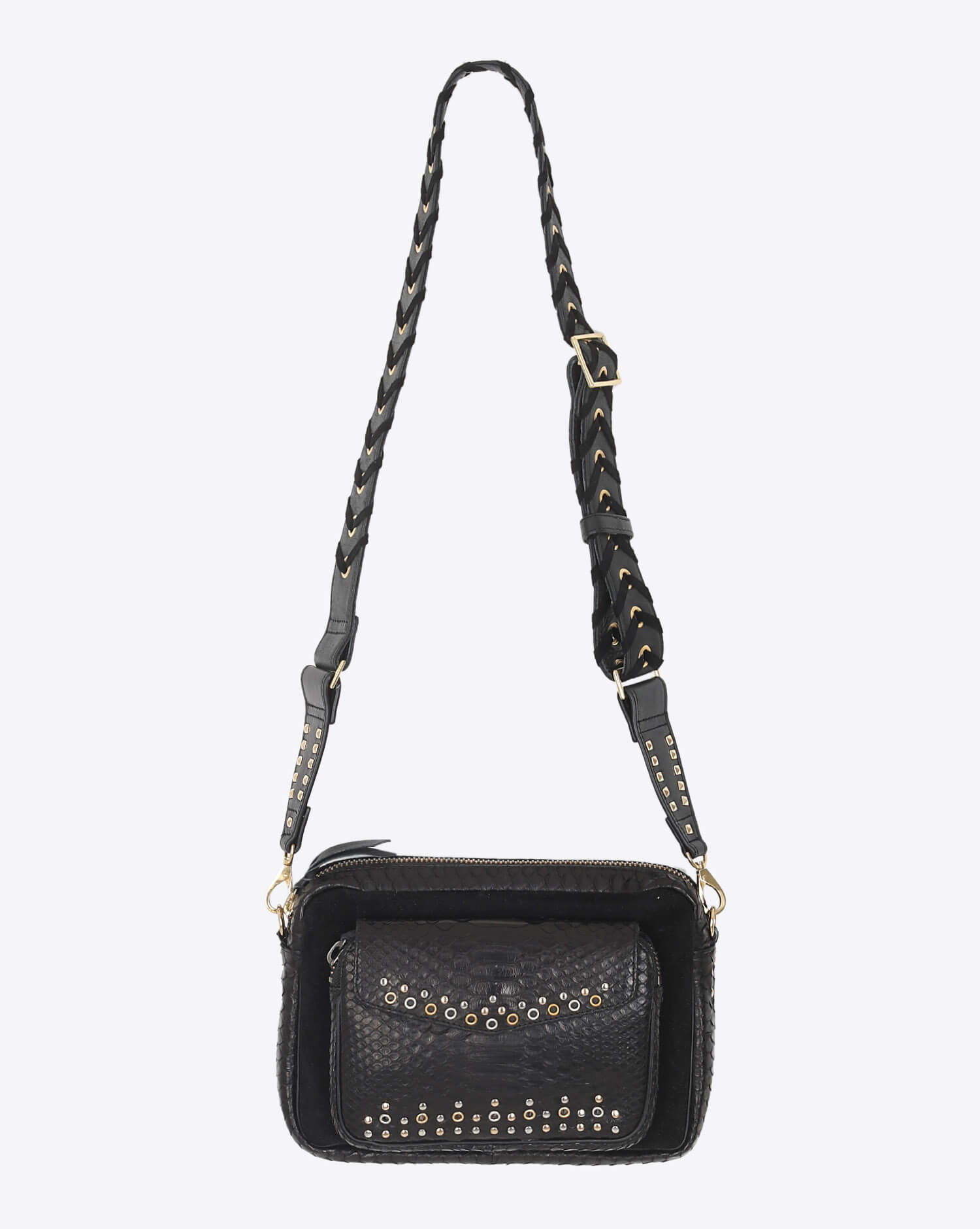 Claris Virot Big Charly Python Suede Noir Oeillets
