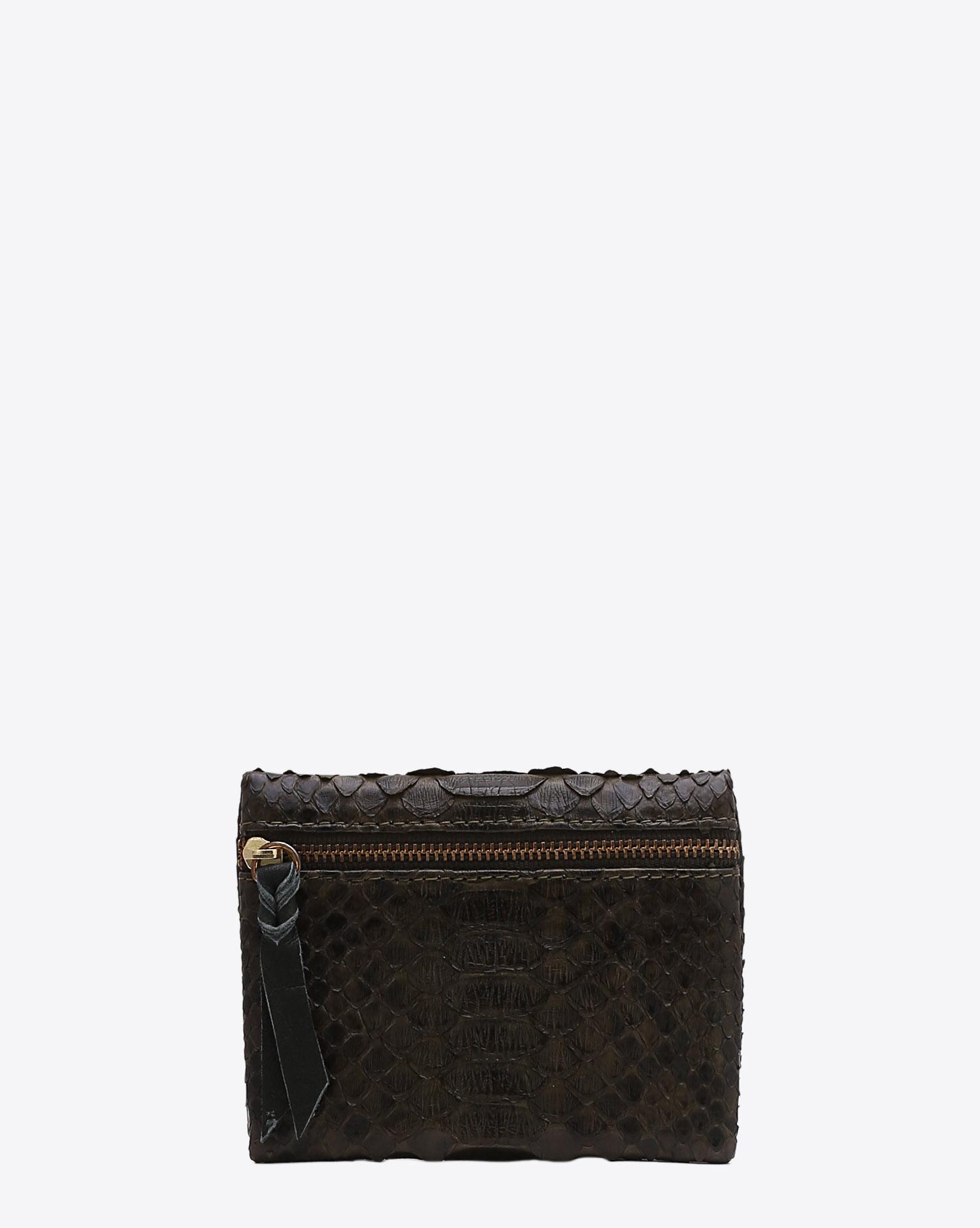 Claris Virot Porte Monnaie Python Olivia - Kaki  