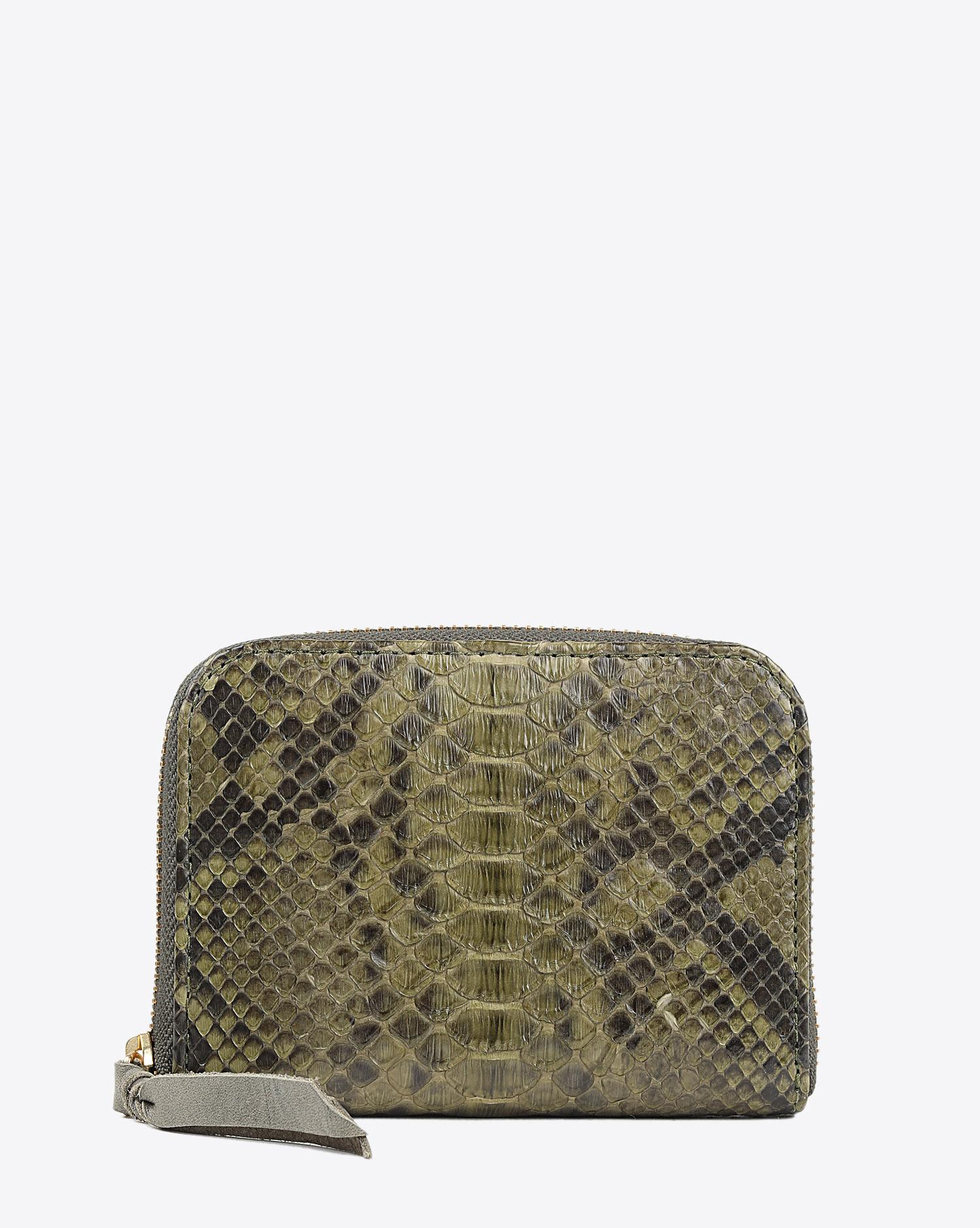 Claris Virot Portefeuille Python Mini Bob Kaki   
