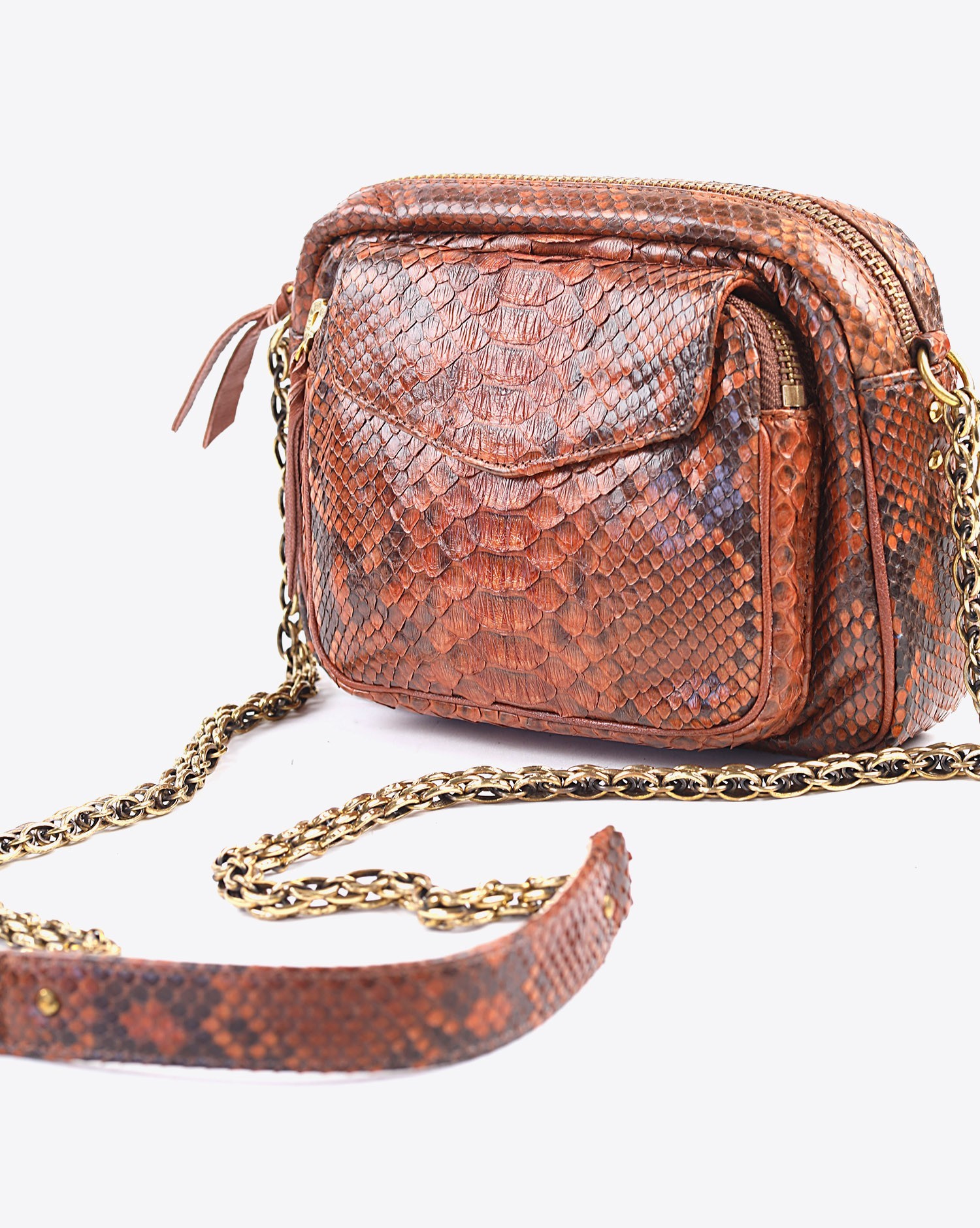 Image du produit Claris Virot Sac Python Big Charly Moka Chaine Or  - 2