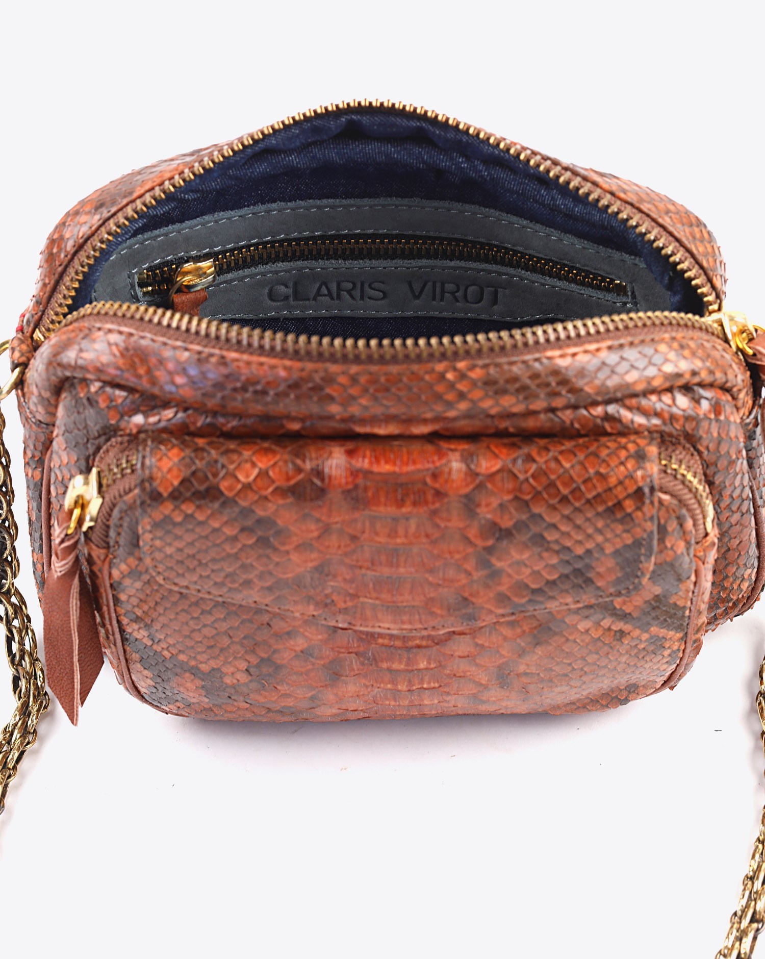 Image du produit Claris Virot Sac Python Big Charly Moka Chaine Or  - 3