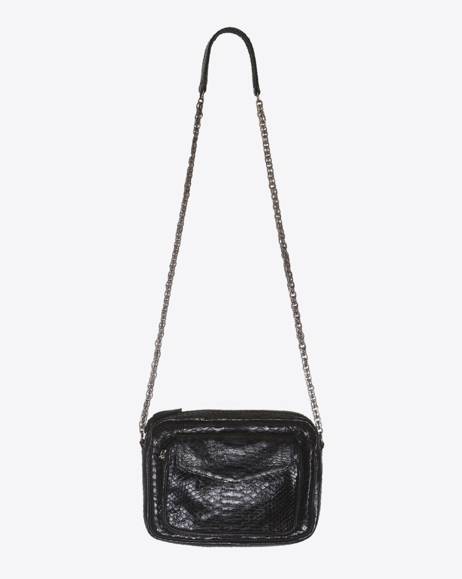 Claris Virot Sac Python Big Charly Noir Chaine Argent  