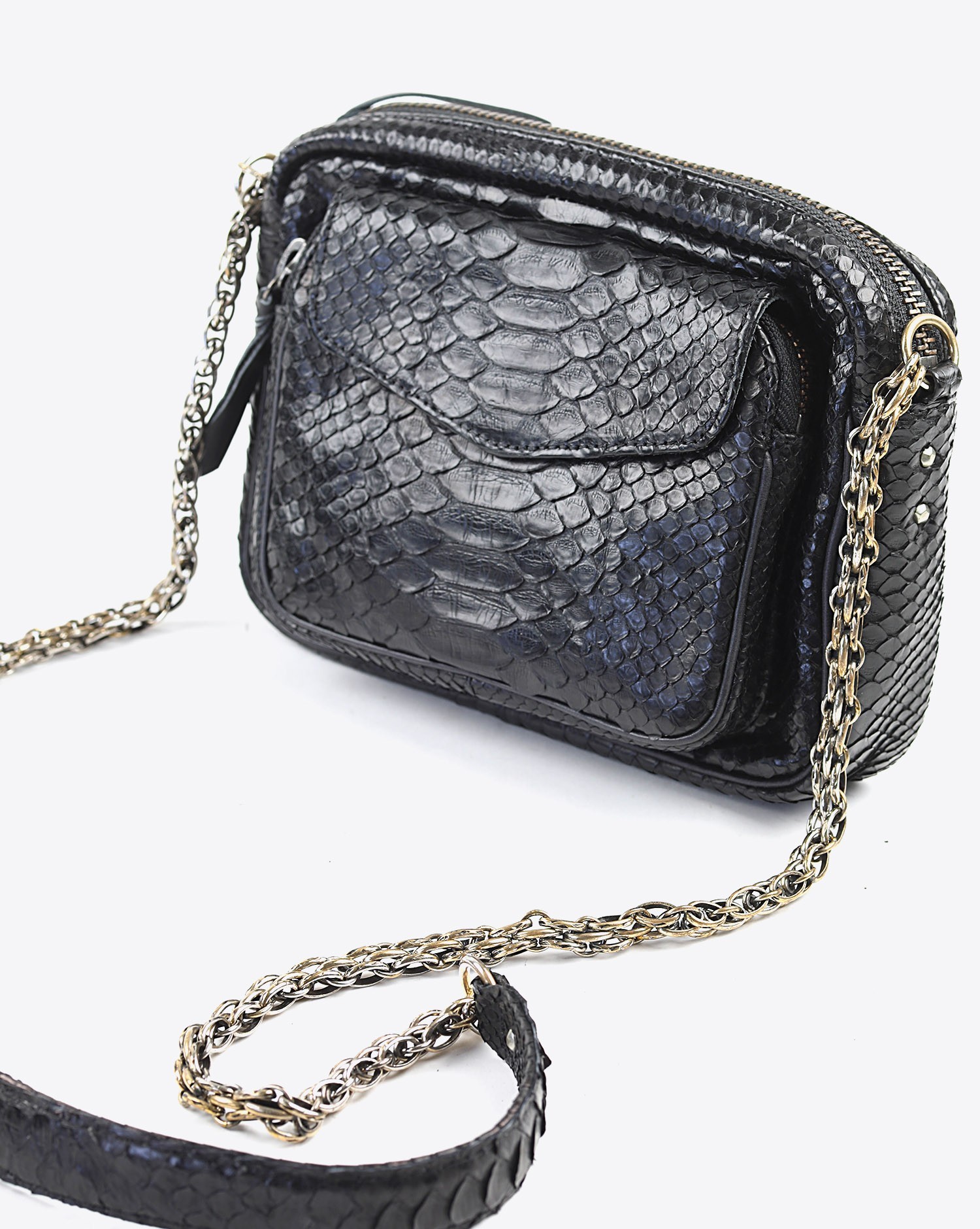 Image du produit Claris Virot Sac Python Big Charly Noir Chaine Argent   - 2